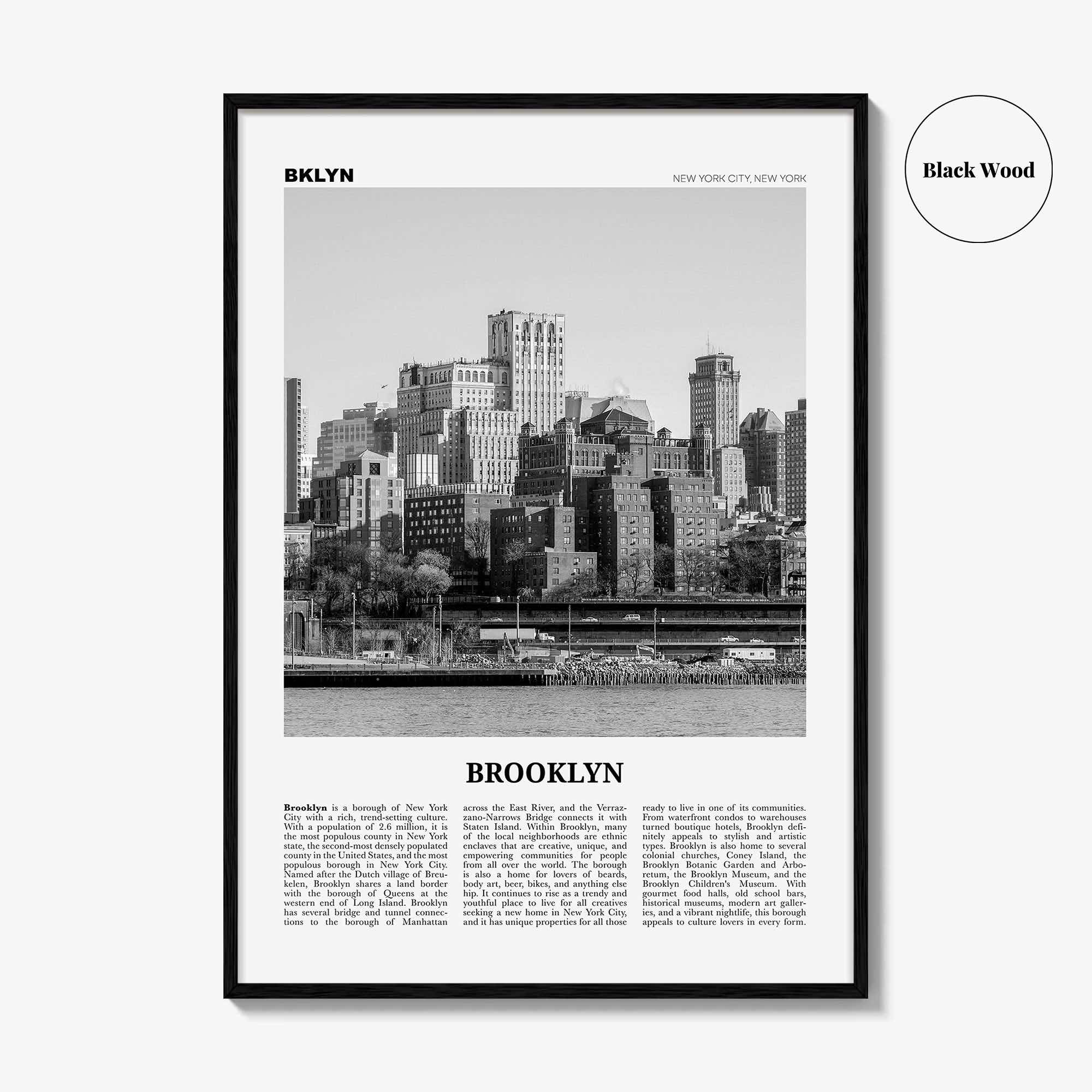 Brooklyn Print Black and White No 2, Brooklyn Wall Art, Brooklyn Poster, Brooklyn Photo, New York, USA, United States, North America