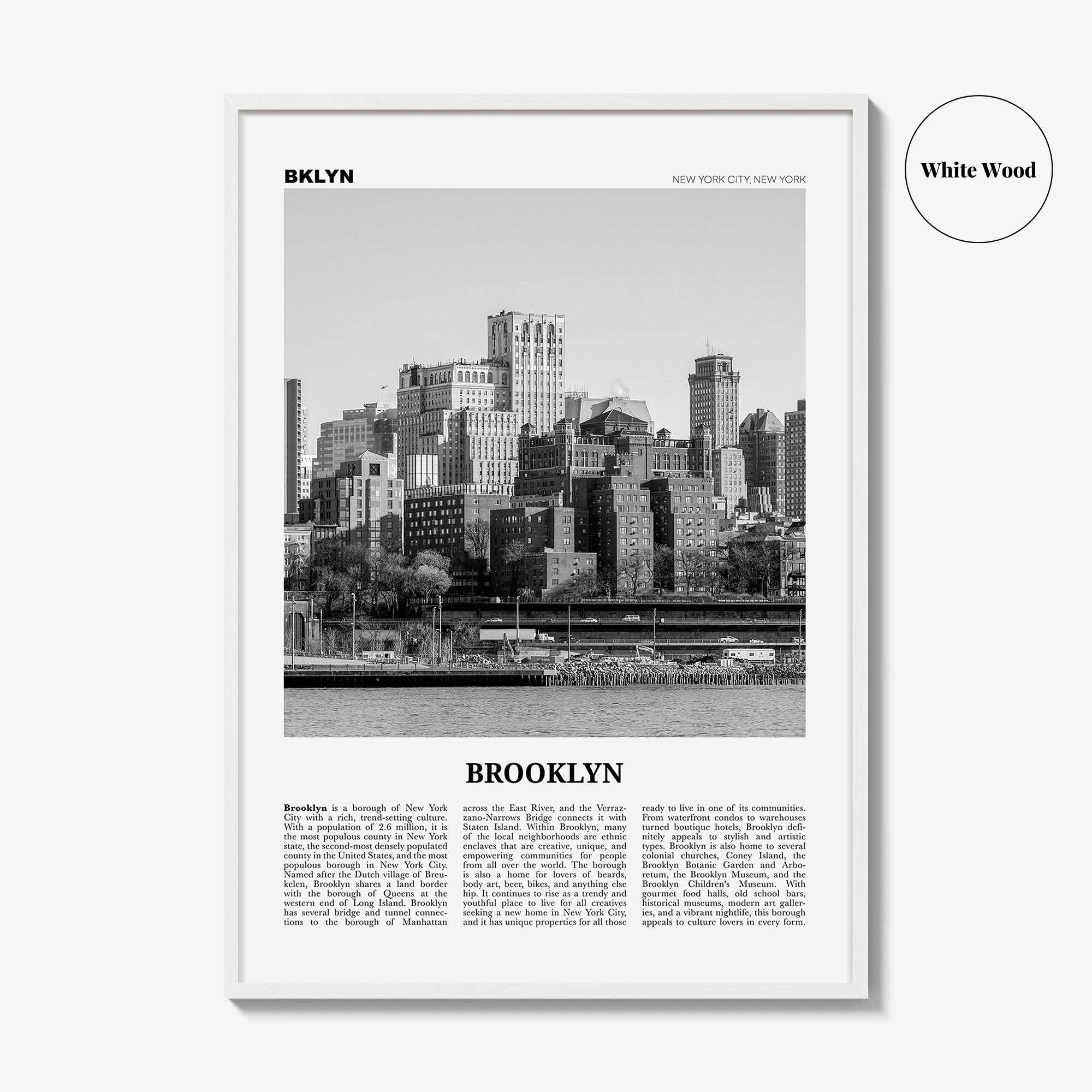 Brooklyn Print Black and White No 2, Brooklyn Wall Art, Brooklyn Poster, Brooklyn Photo, New York, USA, United States, North America