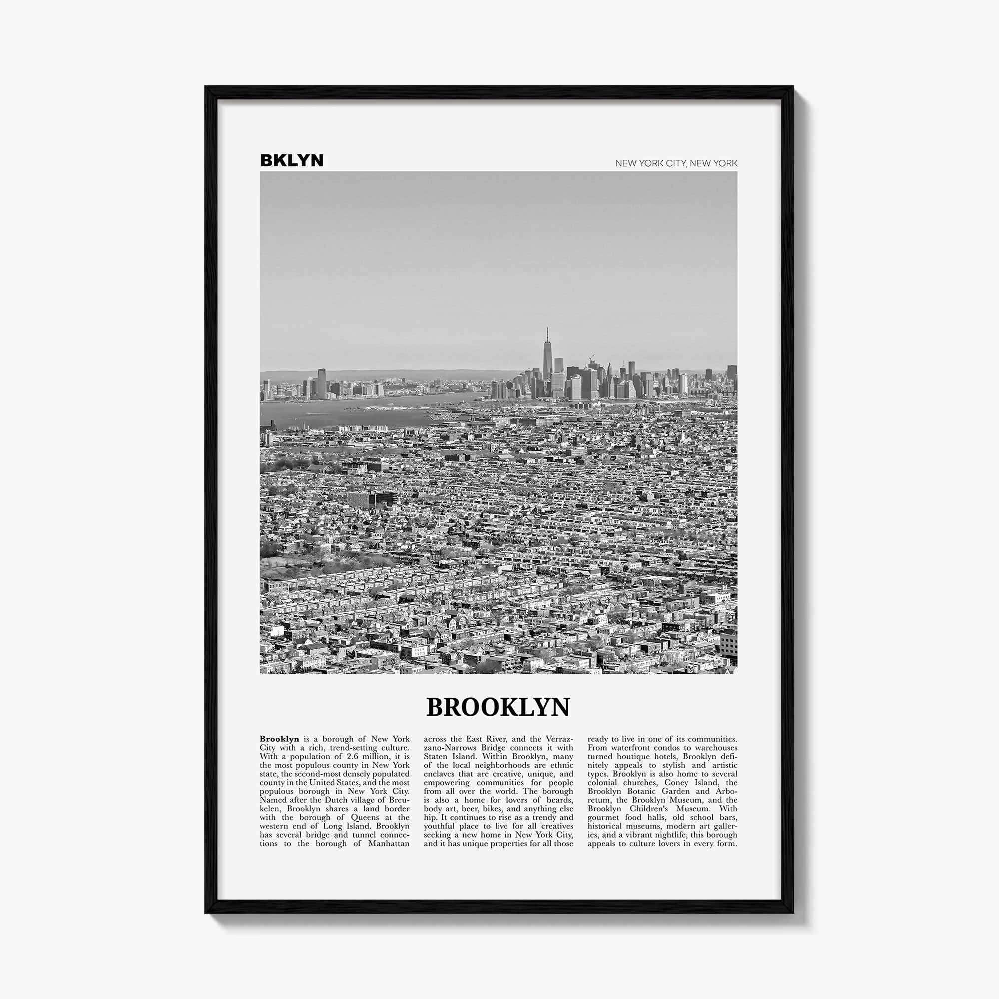 Brooklyn Print Black and White No 3, Brooklyn Wall Art, Brooklyn Poster, Brooklyn Photo, New York, USA, United States, North America