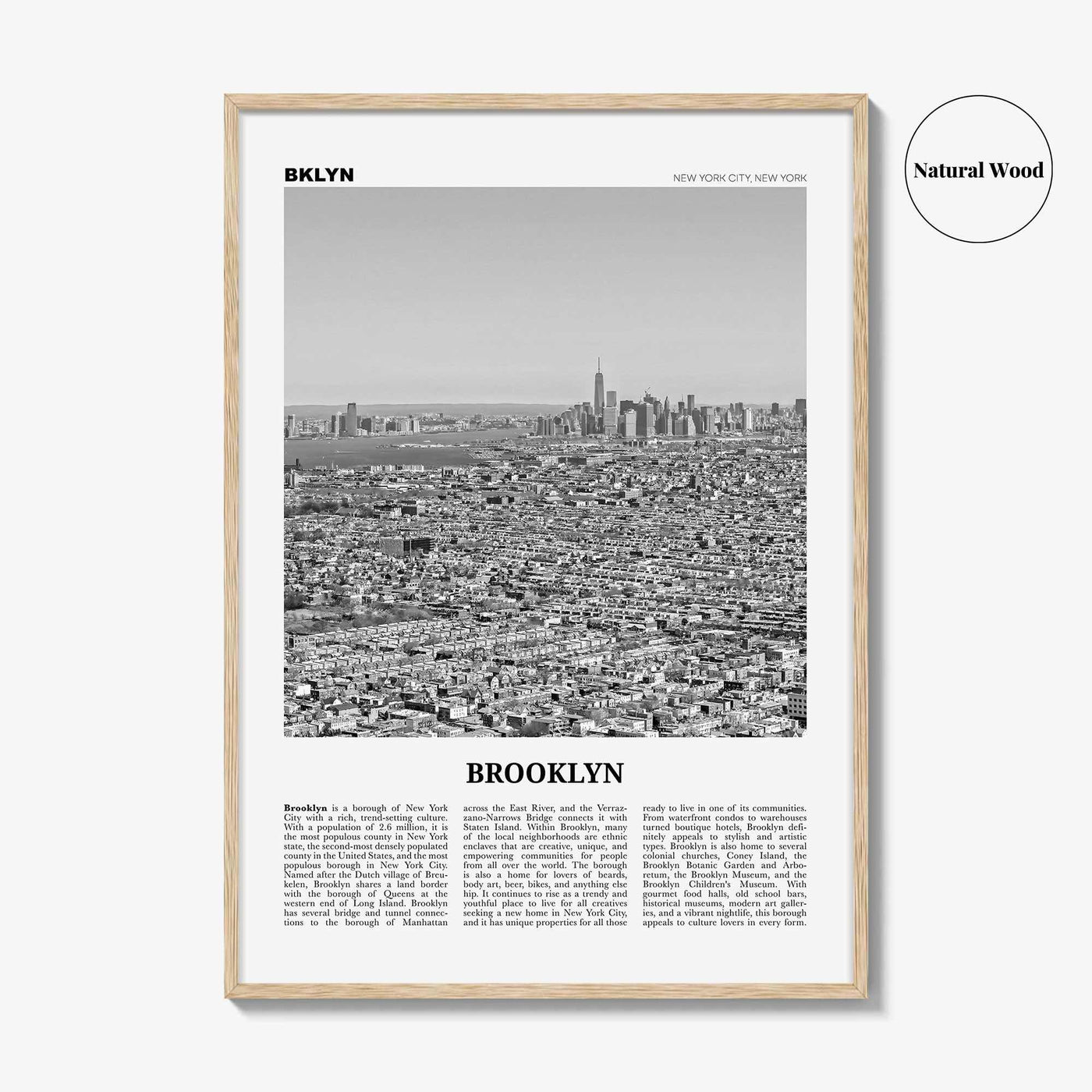 Brooklyn Print Black and White No 3, Brooklyn Wall Art, Brooklyn Poster, Brooklyn Photo, New York, USA, United States, North America