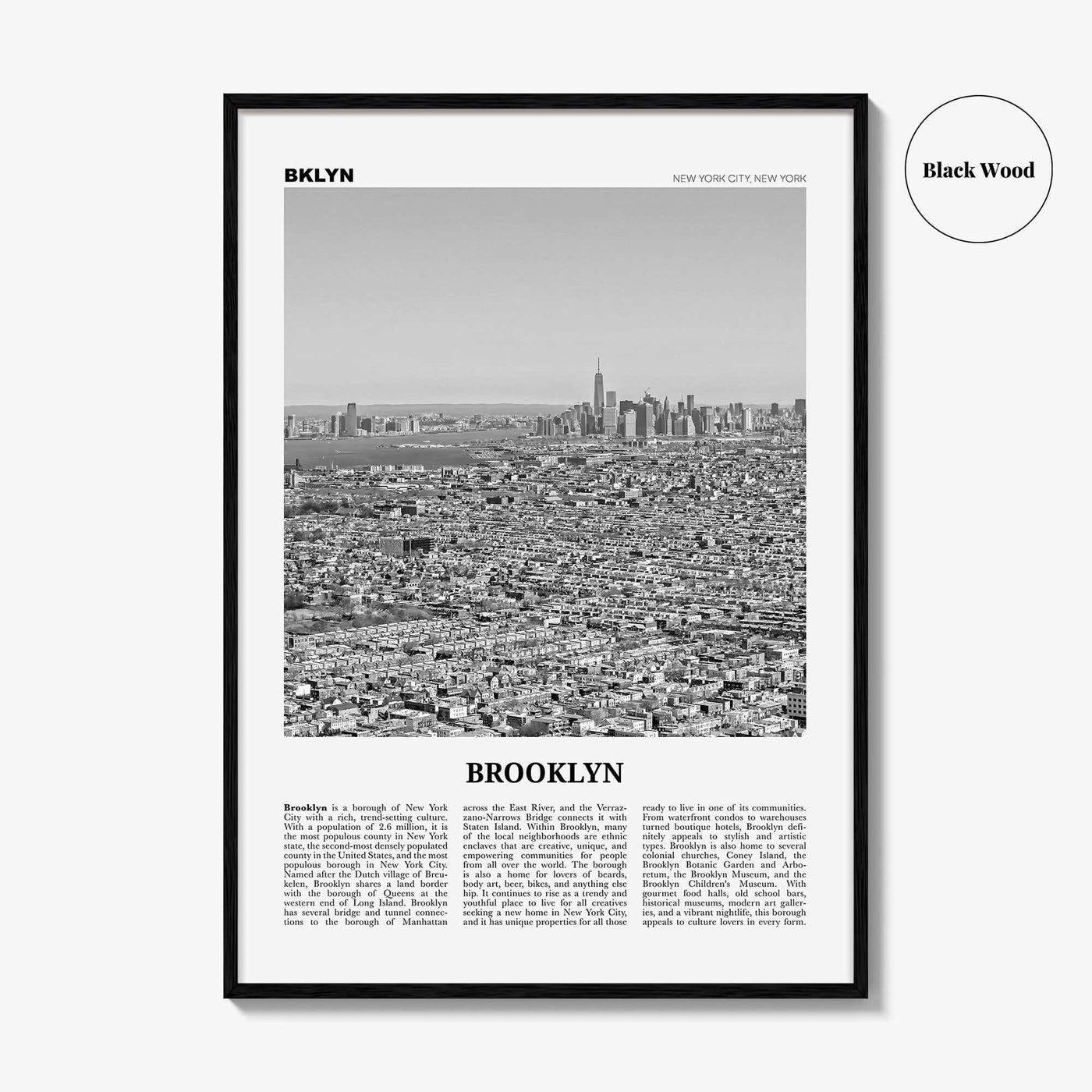 Brooklyn Print Black and White No 3, Brooklyn Wall Art, Brooklyn Poster, Brooklyn Photo, New York, USA, United States, North America