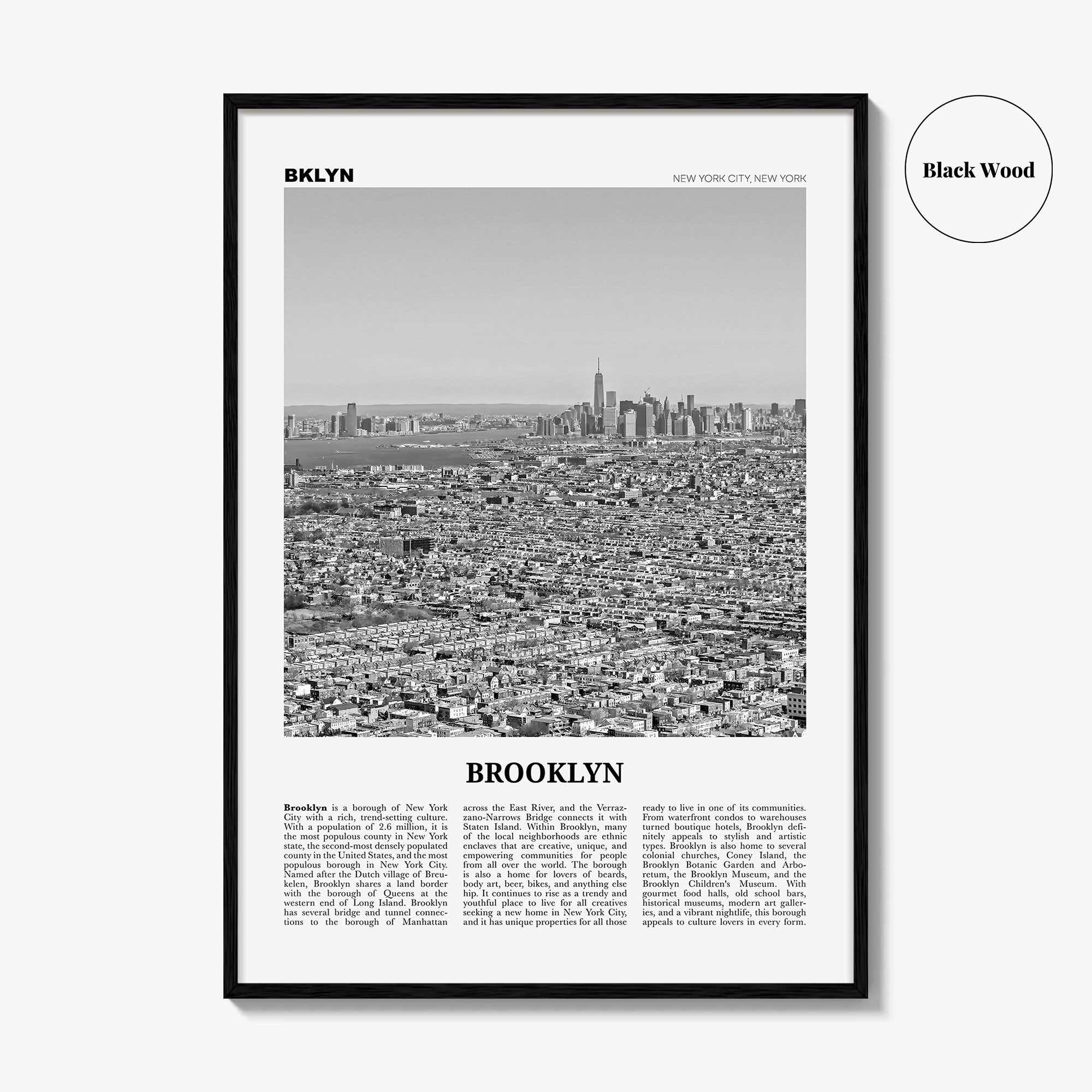 Brooklyn Print Black and White No 3, Brooklyn Wall Art, Brooklyn Poster, Brooklyn Photo, New York, USA, United States, North America