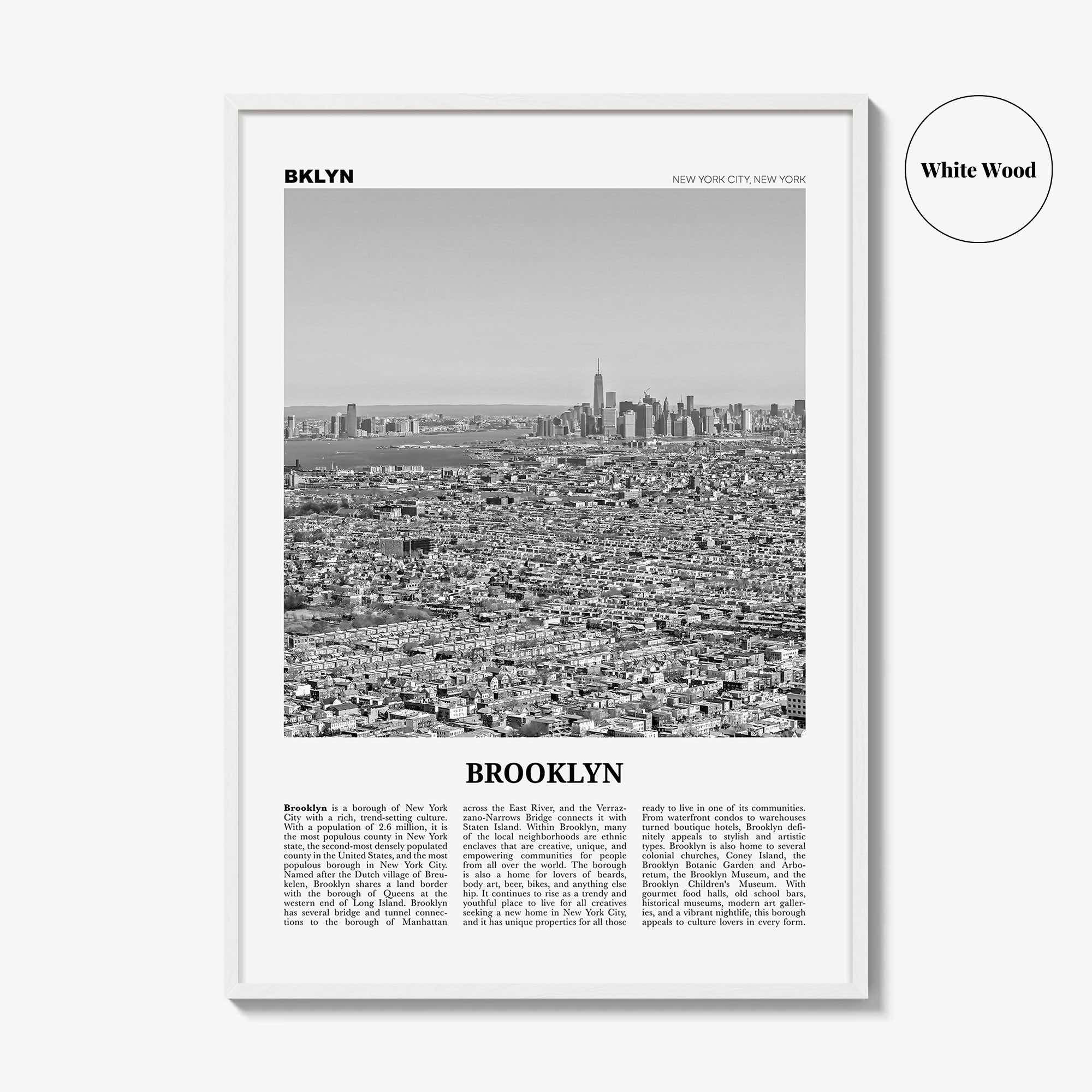 Brooklyn Print Black and White No 3, Brooklyn Wall Art, Brooklyn Poster, Brooklyn Photo, New York, USA, United States, North America