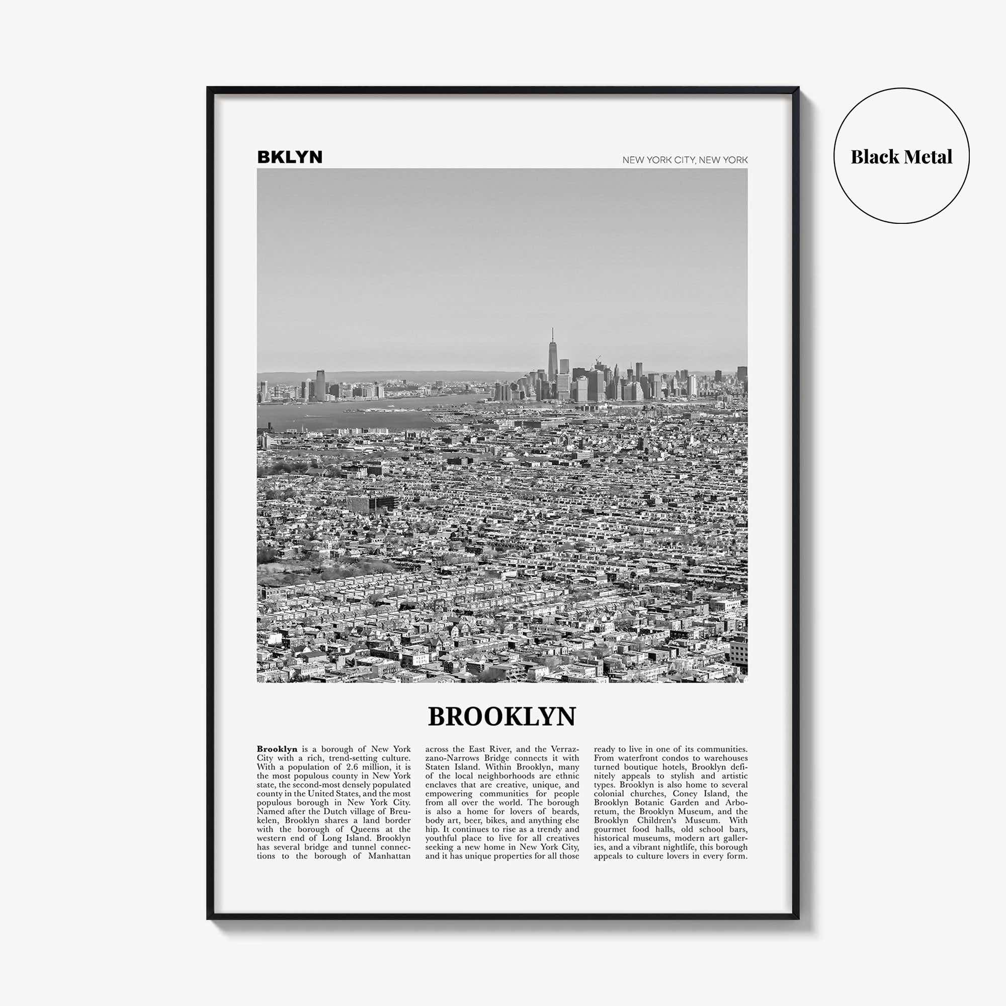 Brooklyn Print Black and White No 3, Brooklyn Wall Art, Brooklyn Poster, Brooklyn Photo, New York, USA, United States, North America