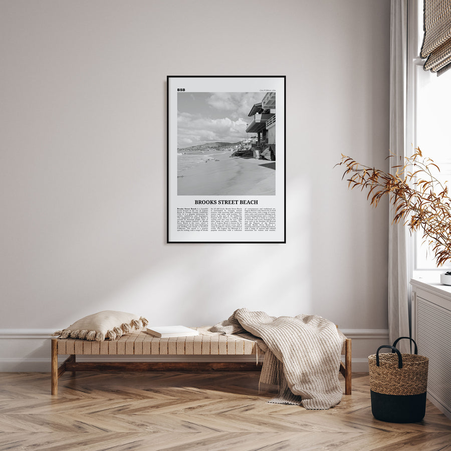 Brooks Street Beach Travel B&W Poster