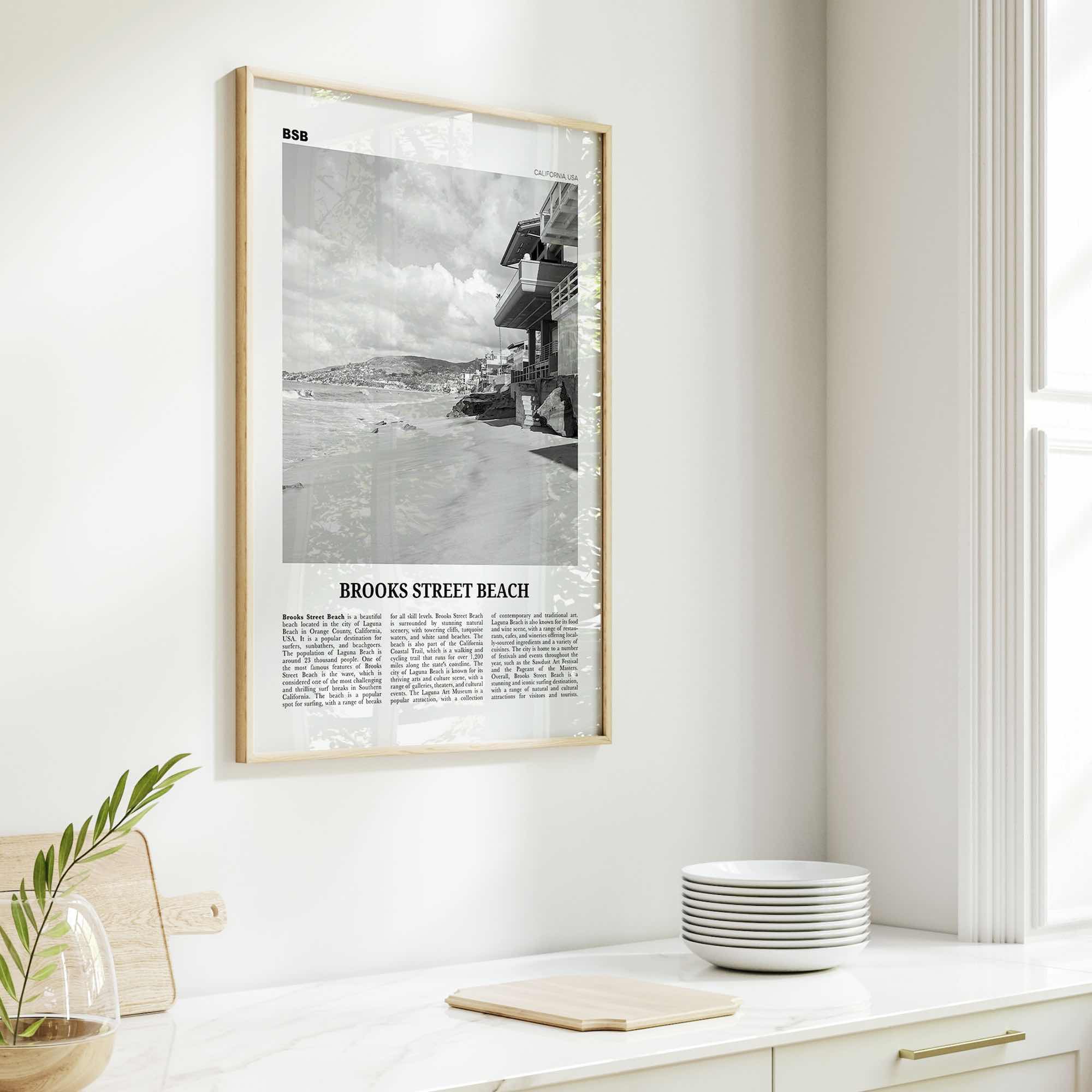Brooks Street Beach Print Black and White, Brooks Street Beach Wall Art, Brooks Street Beach Poster, Photo, Décor, Brooks Street Beach Map