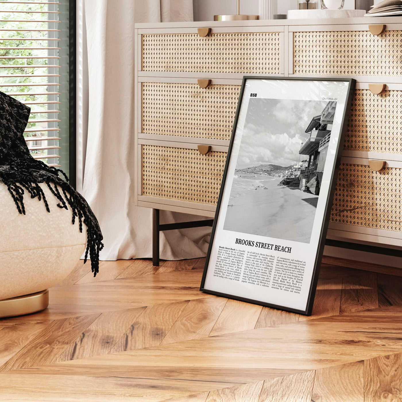 Brooks Street Beach Print Black and White, Brooks Street Beach Wall Art, Brooks Street Beach Poster, Photo, Décor, Brooks Street Beach Map