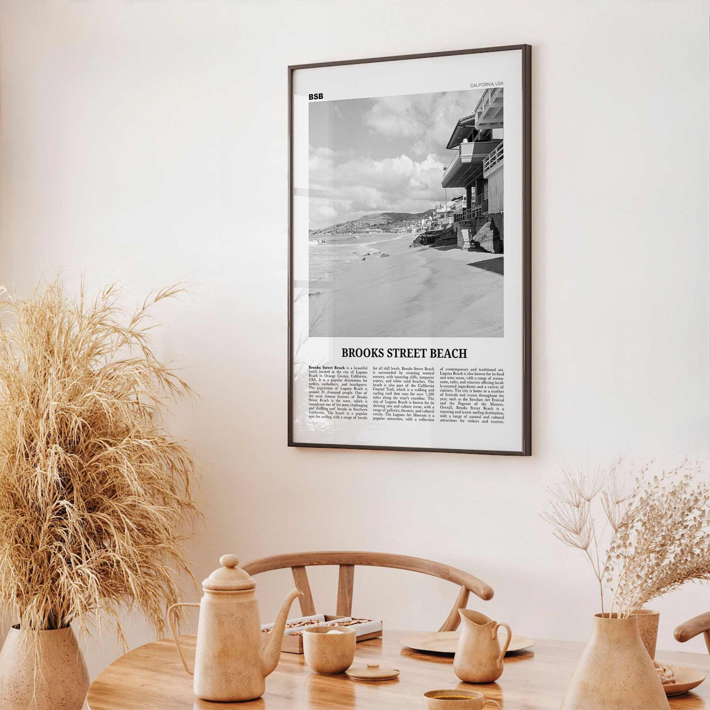 Brooks Street Beach Print Black and White, Brooks Street Beach Wall Art, Brooks Street Beach Poster, Photo, Décor, Brooks Street Beach Map