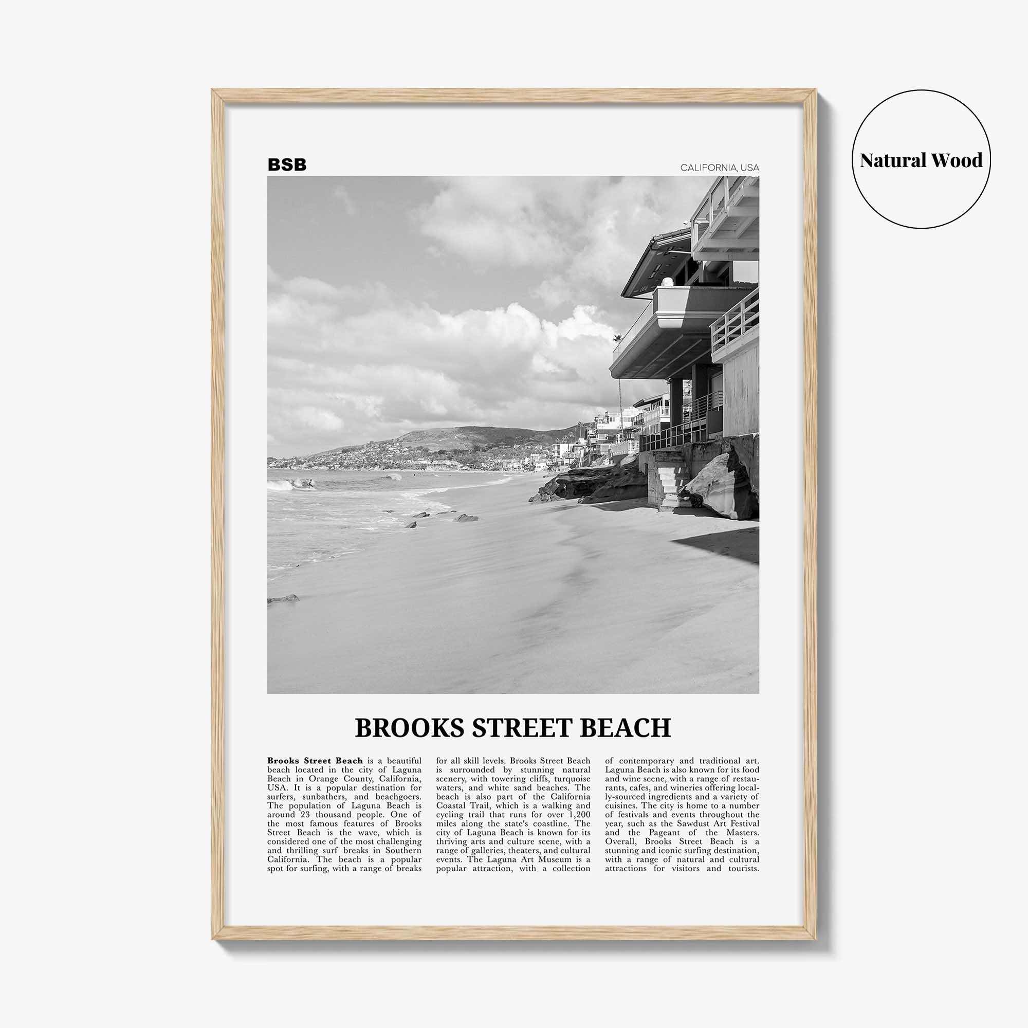 Brooks Street Beach Print Black and White, Brooks Street Beach Wall Art, Brooks Street Beach Poster, Photo, Décor, Brooks Street Beach Map