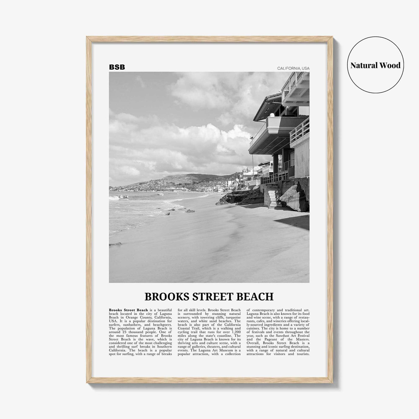 Brooks Street Beach Print Black and White, Brooks Street Beach Wall Art, Brooks Street Beach Poster, Photo, Décor, Brooks Street Beach Map