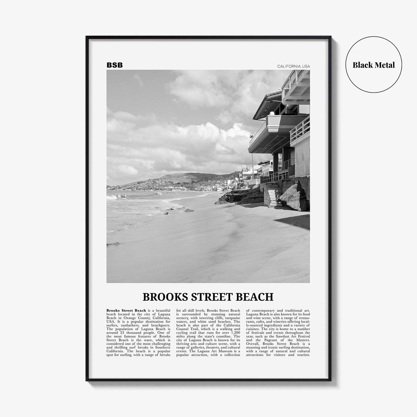 Brooks Street Beach Print Black and White, Brooks Street Beach Wall Art, Brooks Street Beach Poster, Photo, Décor, Brooks Street Beach Map