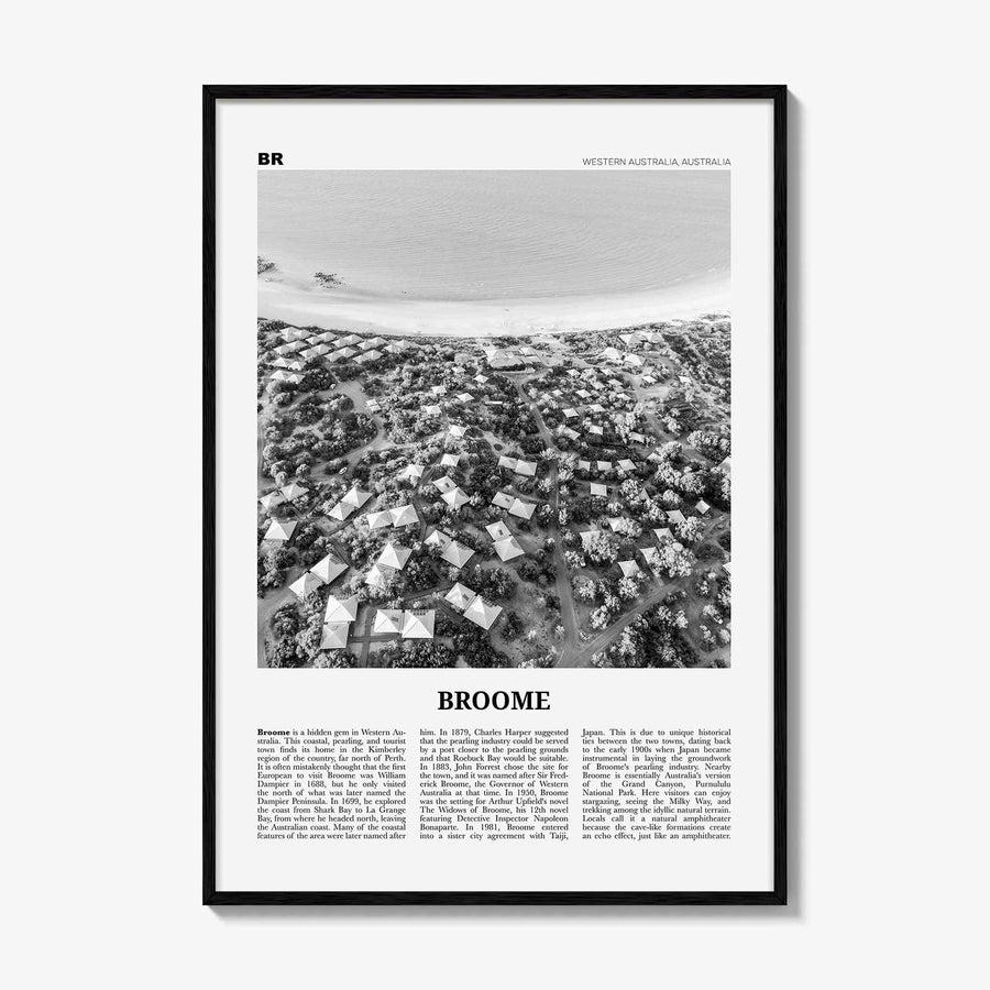 Broome Print Black and White, Broome Wall Art, Broome Poster, Broome Photo, Broome Wall Décor, Western Australia, Australia