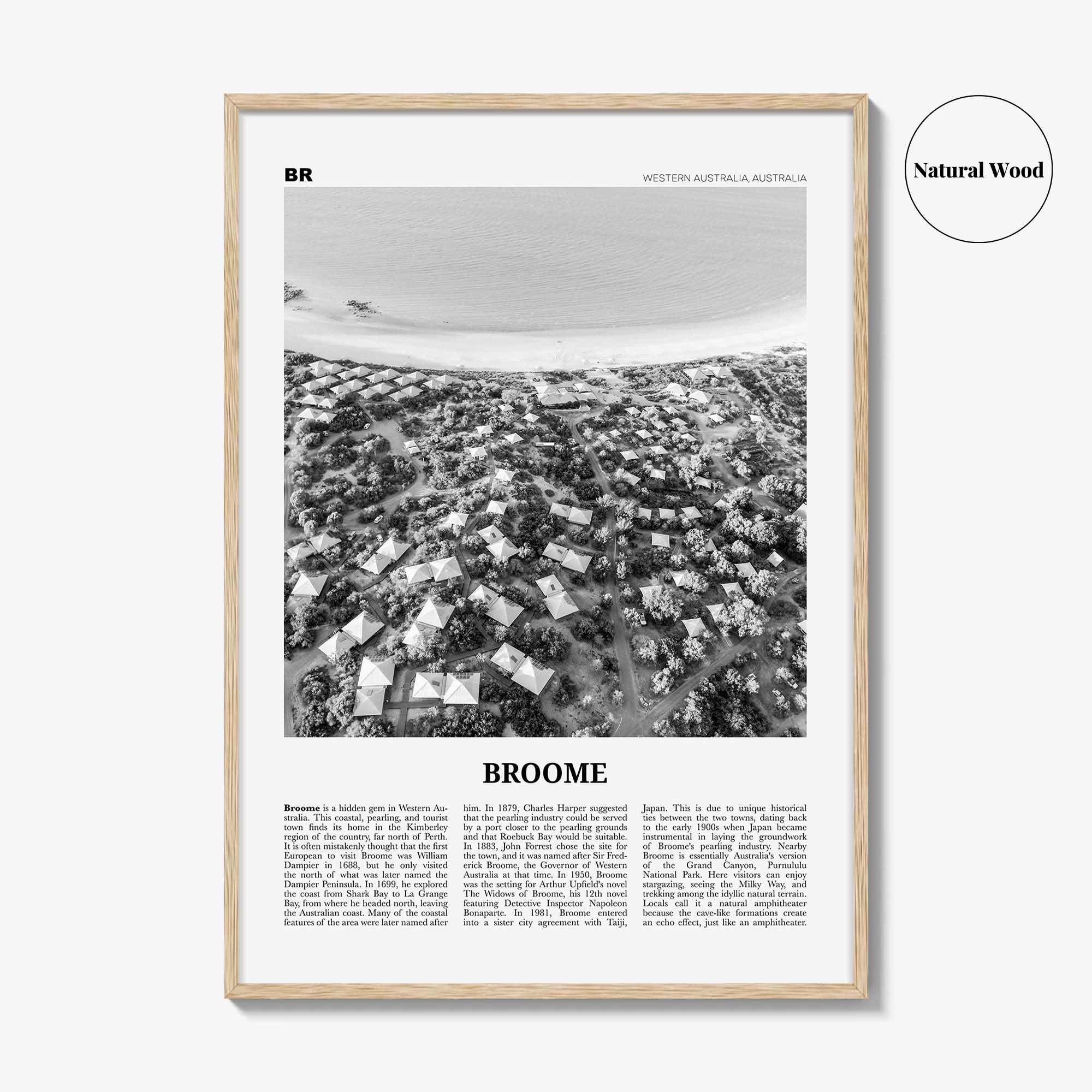 Broome Print Black and White, Broome Wall Art, Broome Poster, Broome Photo, Broome Wall Décor, Western Australia, Australia