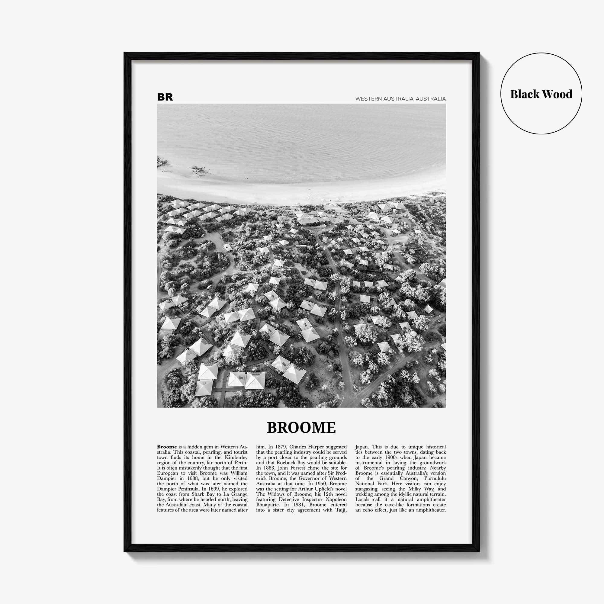 Broome Print Black and White, Broome Wall Art, Broome Poster, Broome Photo, Broome Wall Décor, Western Australia, Australia