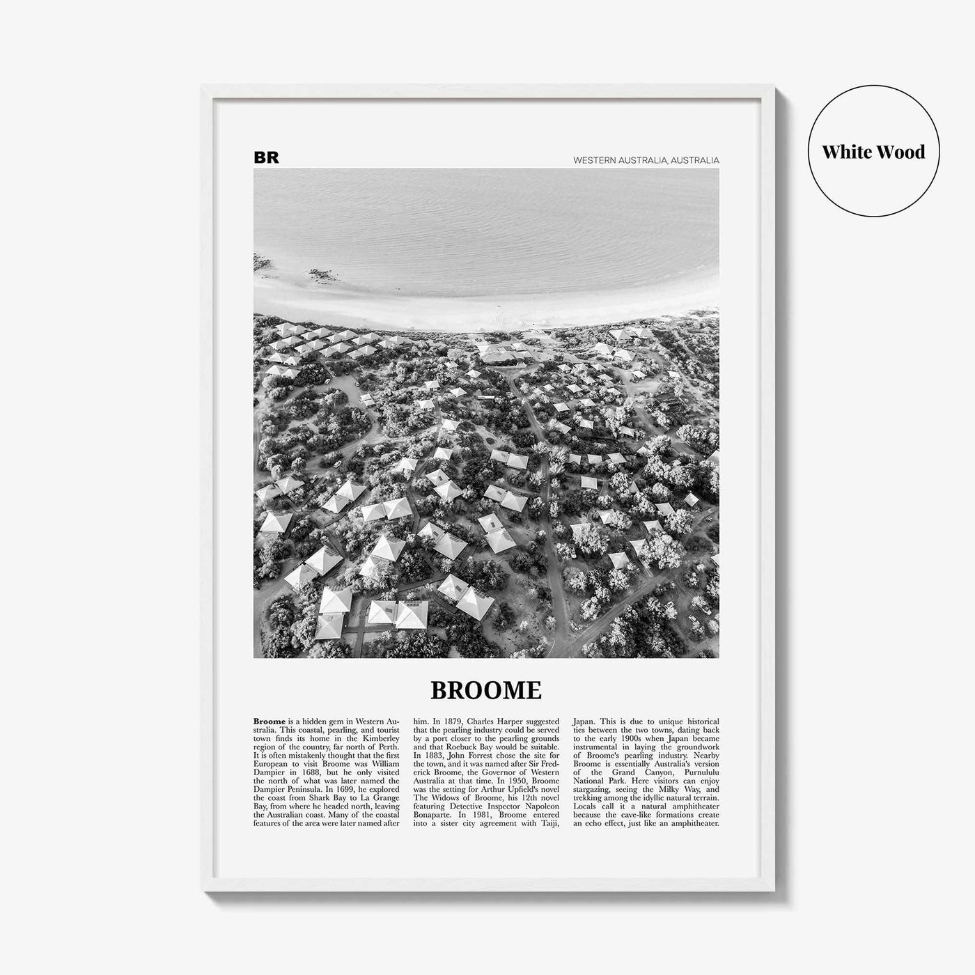 Broome Print Black and White, Broome Wall Art, Broome Poster, Broome Photo, Broome Wall Décor, Western Australia, Australia