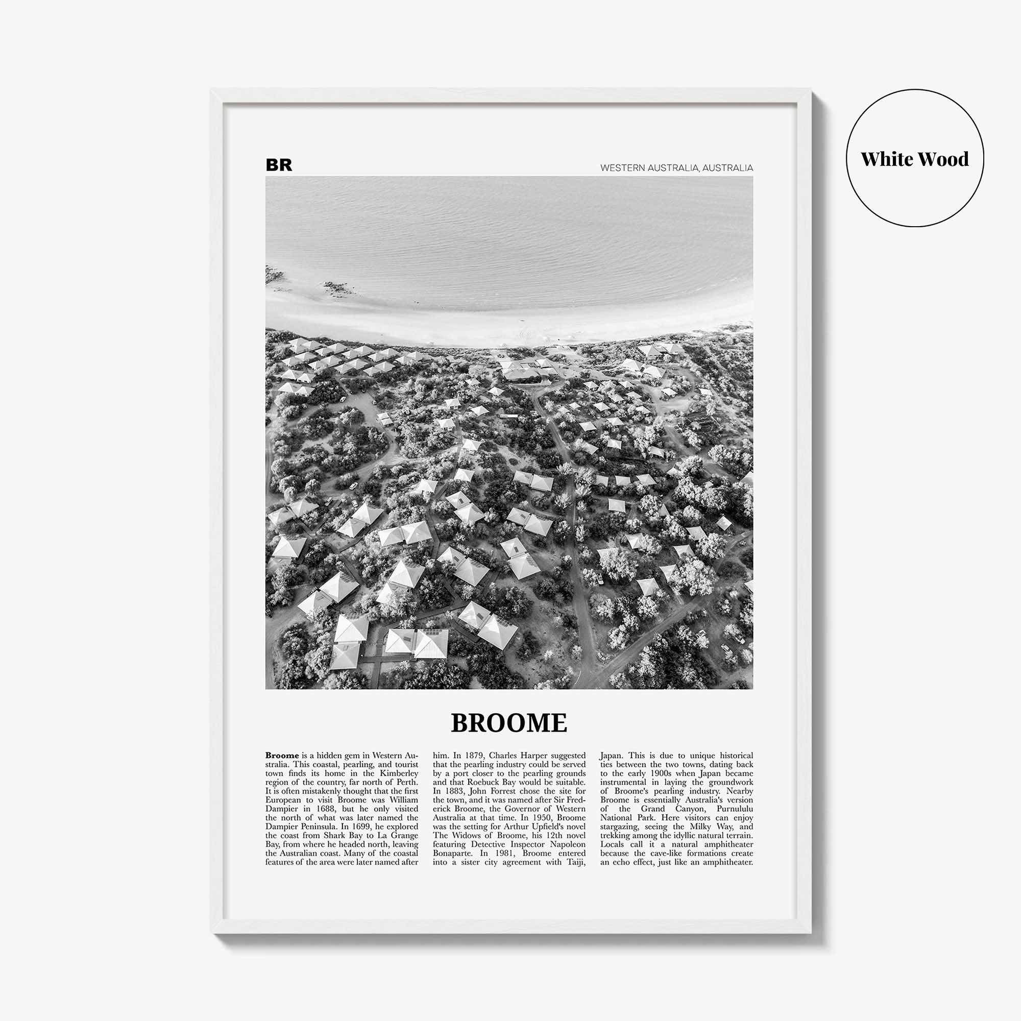 Broome Print Black and White, Broome Wall Art, Broome Poster, Broome Photo, Broome Wall Décor, Western Australia, Australia