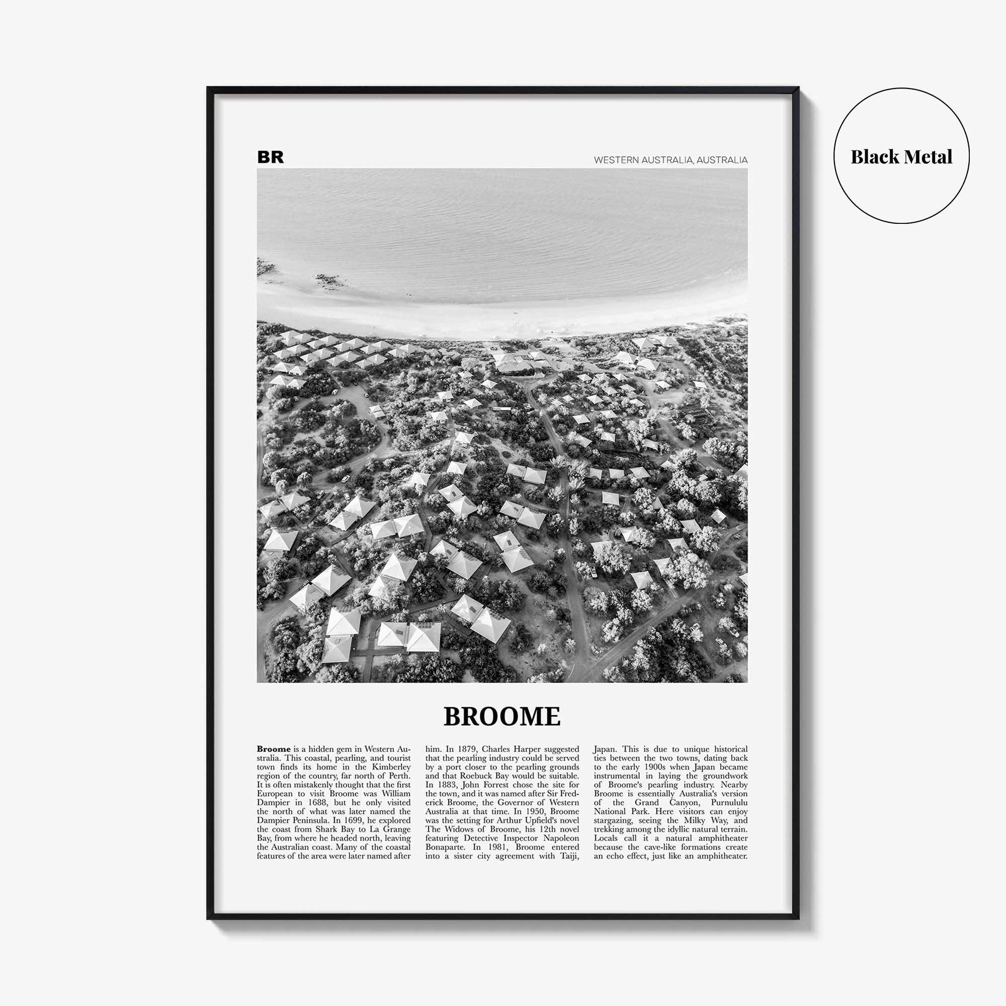 Broome Print Black and White, Broome Wall Art, Broome Poster, Broome Photo, Broome Wall Décor, Western Australia, Australia