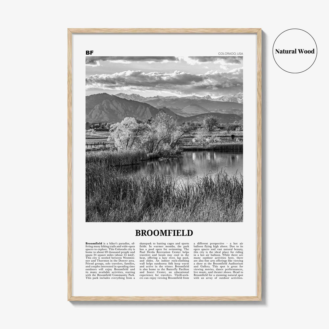 Broomfield Print Black and White, Broomfield Wall Art, Broomfield Poster, Broomfield Photo, Broomfield Wall Décor, Colorado, USA