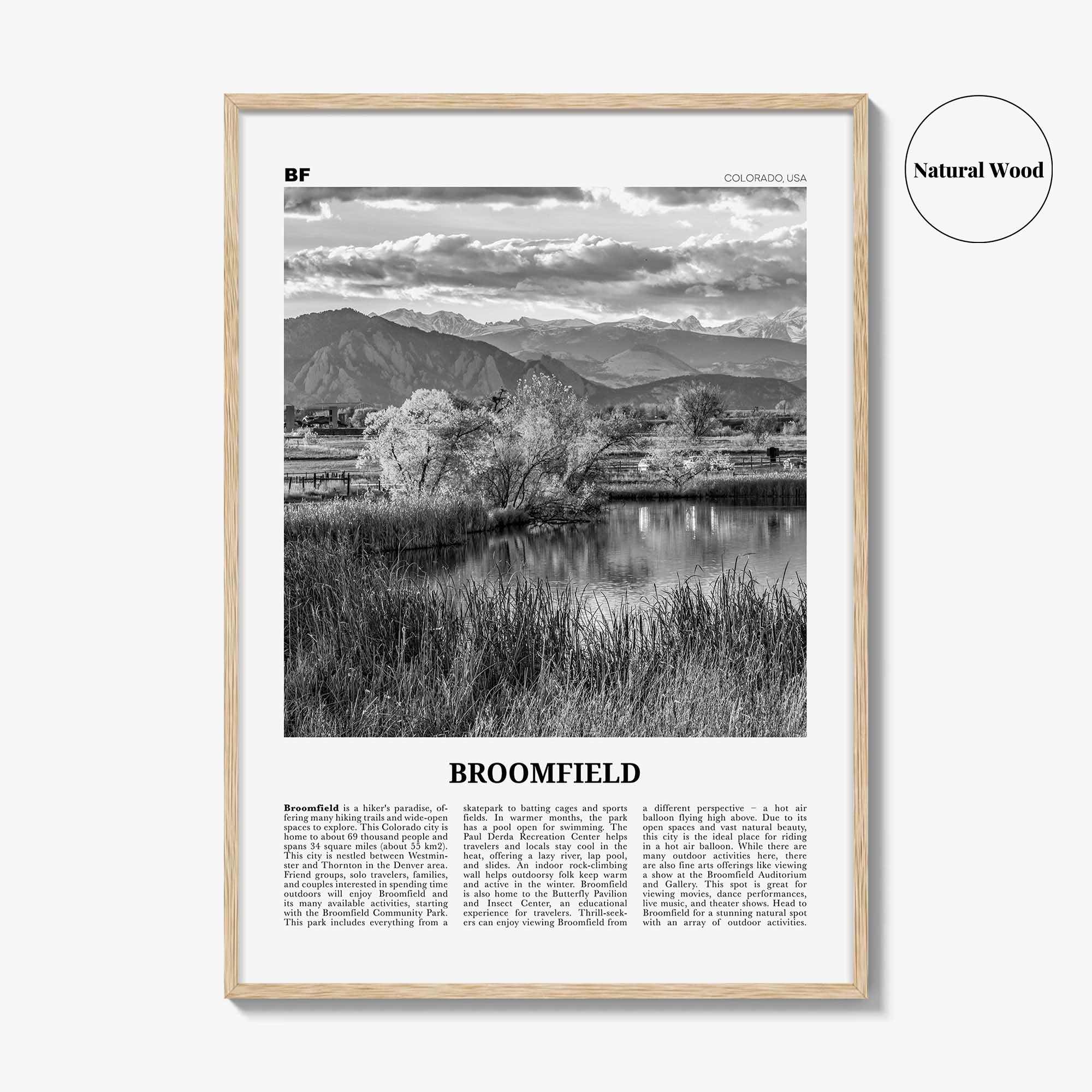 Broomfield Print Black and White, Broomfield Wall Art, Broomfield Poster, Broomfield Photo, Broomfield Wall Décor, Colorado, USA