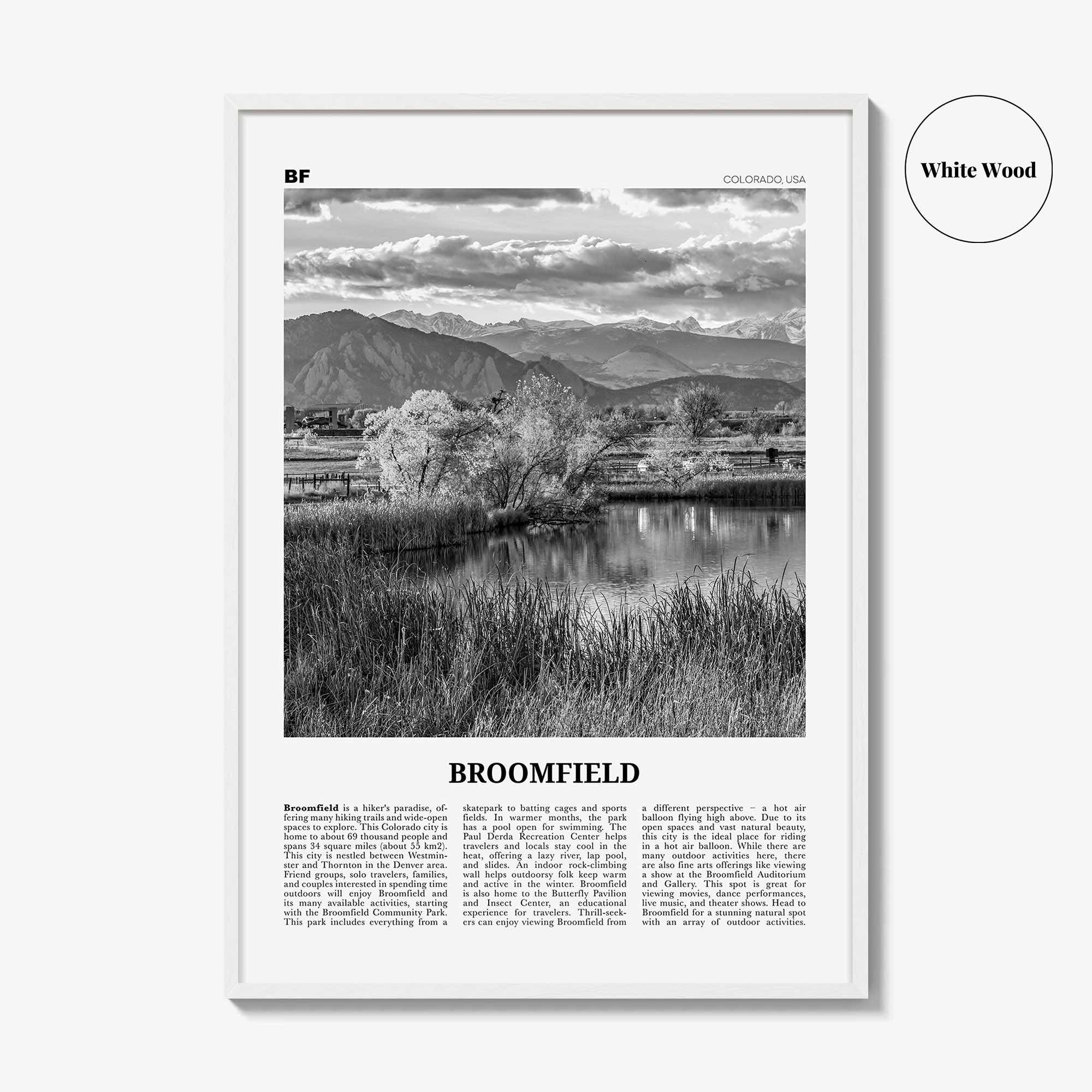 Broomfield Print Black and White, Broomfield Wall Art, Broomfield Poster, Broomfield Photo, Broomfield Wall Décor, Colorado, USA
