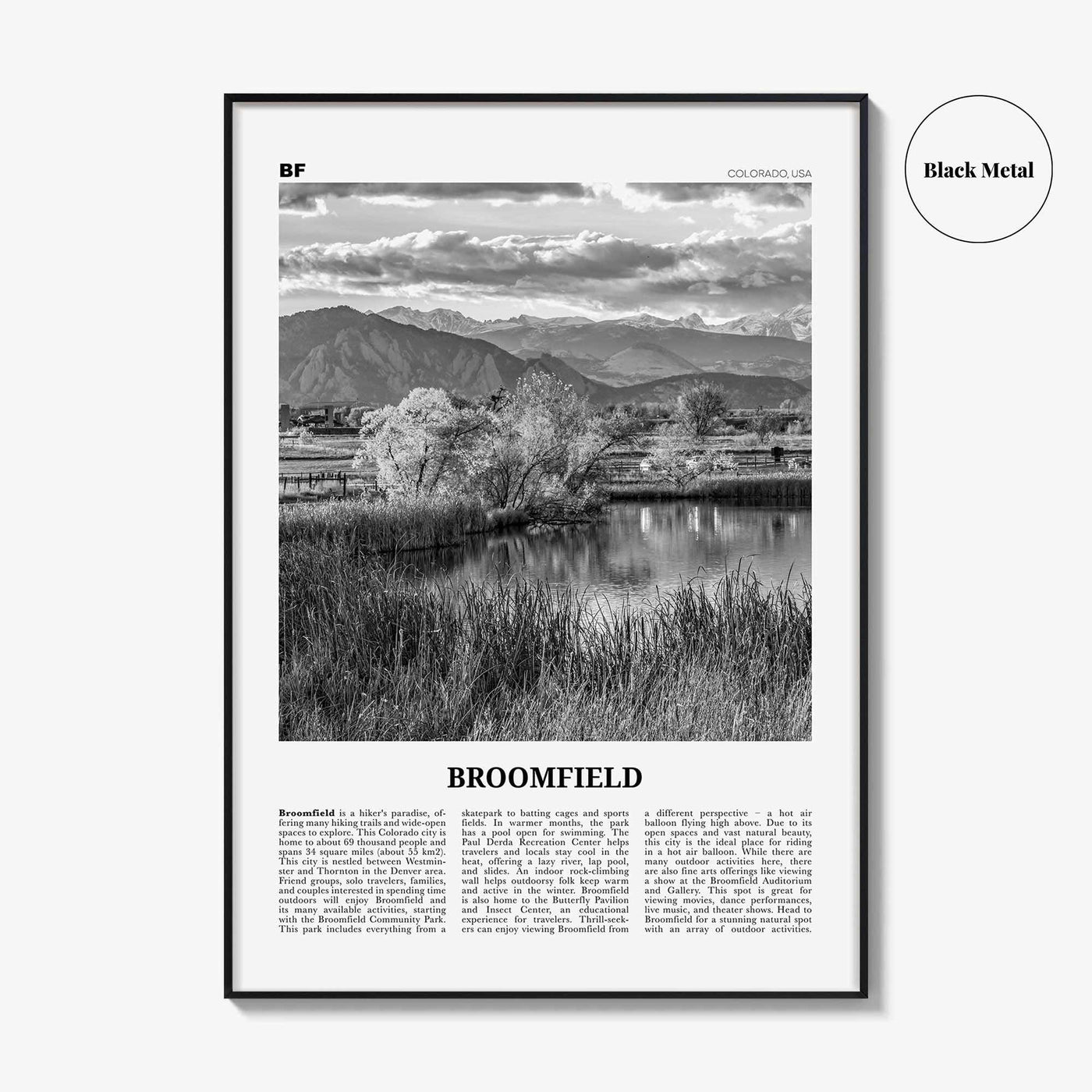 Broomfield Print Black and White, Broomfield Wall Art, Broomfield Poster, Broomfield Photo, Broomfield Wall Décor, Colorado, USA