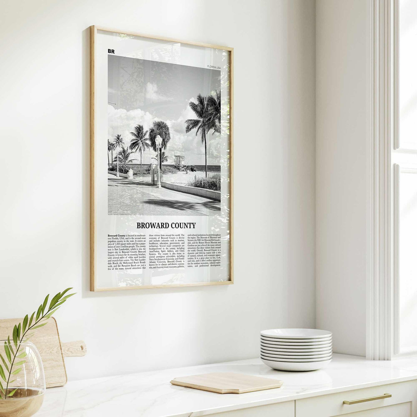 Broward County Print Black and White, Broward County Wall Art, Broward County Poster, Broward County Photo, Broward Wall Décor, Broward Map
