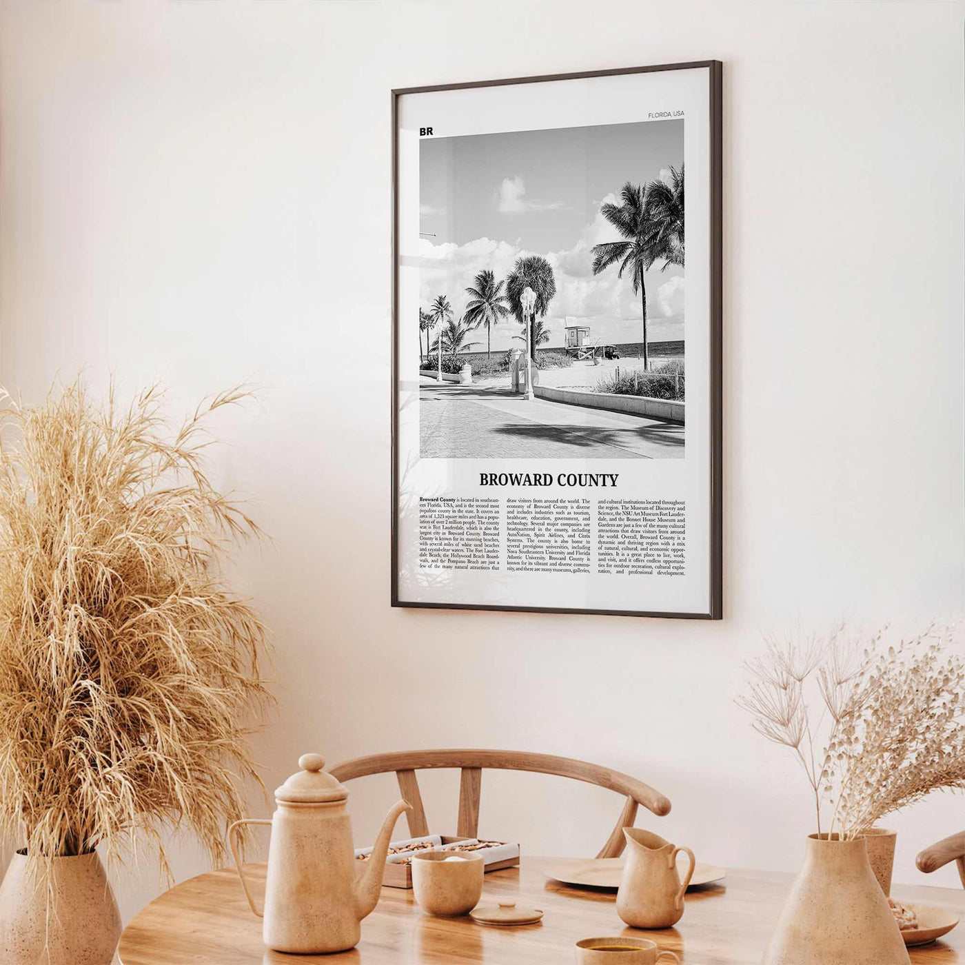 Broward County Print Black and White, Broward County Wall Art, Broward County Poster, Broward County Photo, Broward Wall Décor, Broward Map