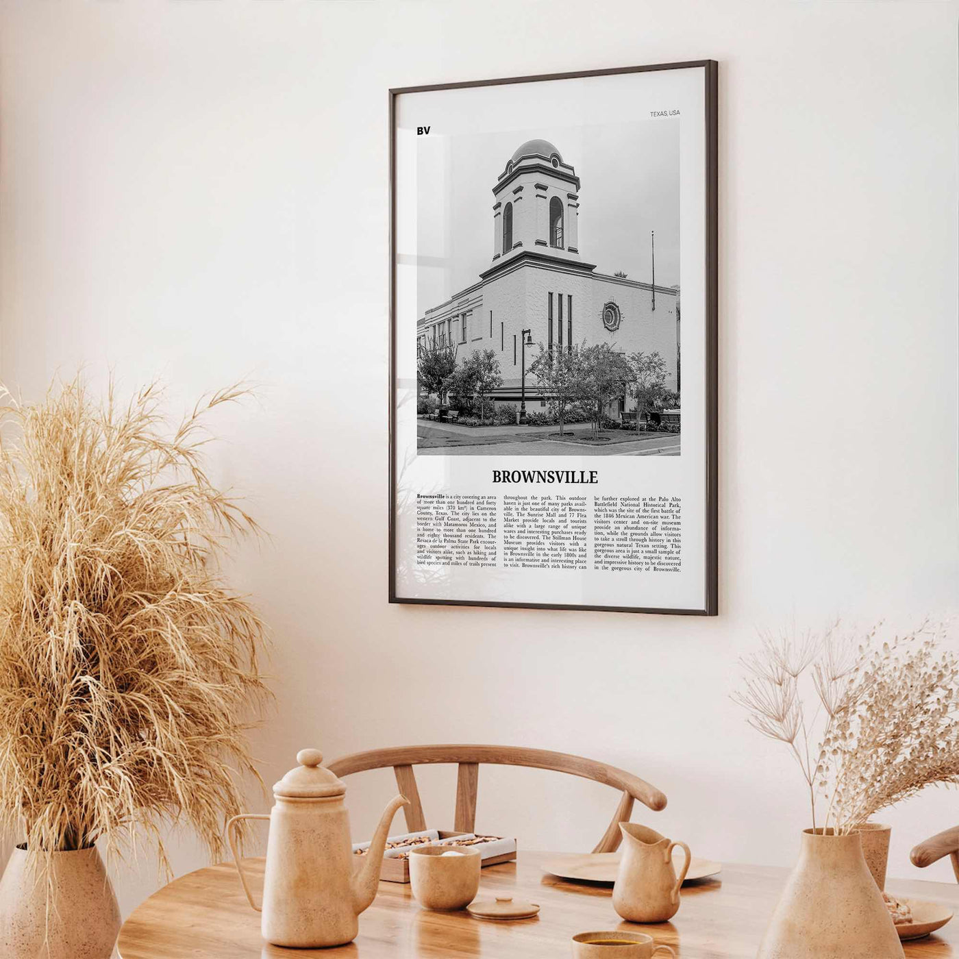 Brownsville Print Black and White, Brownsville Wall Art, Brownsville Poster, Brownsville Photo, Brownsville Map, Texas, USA, United States