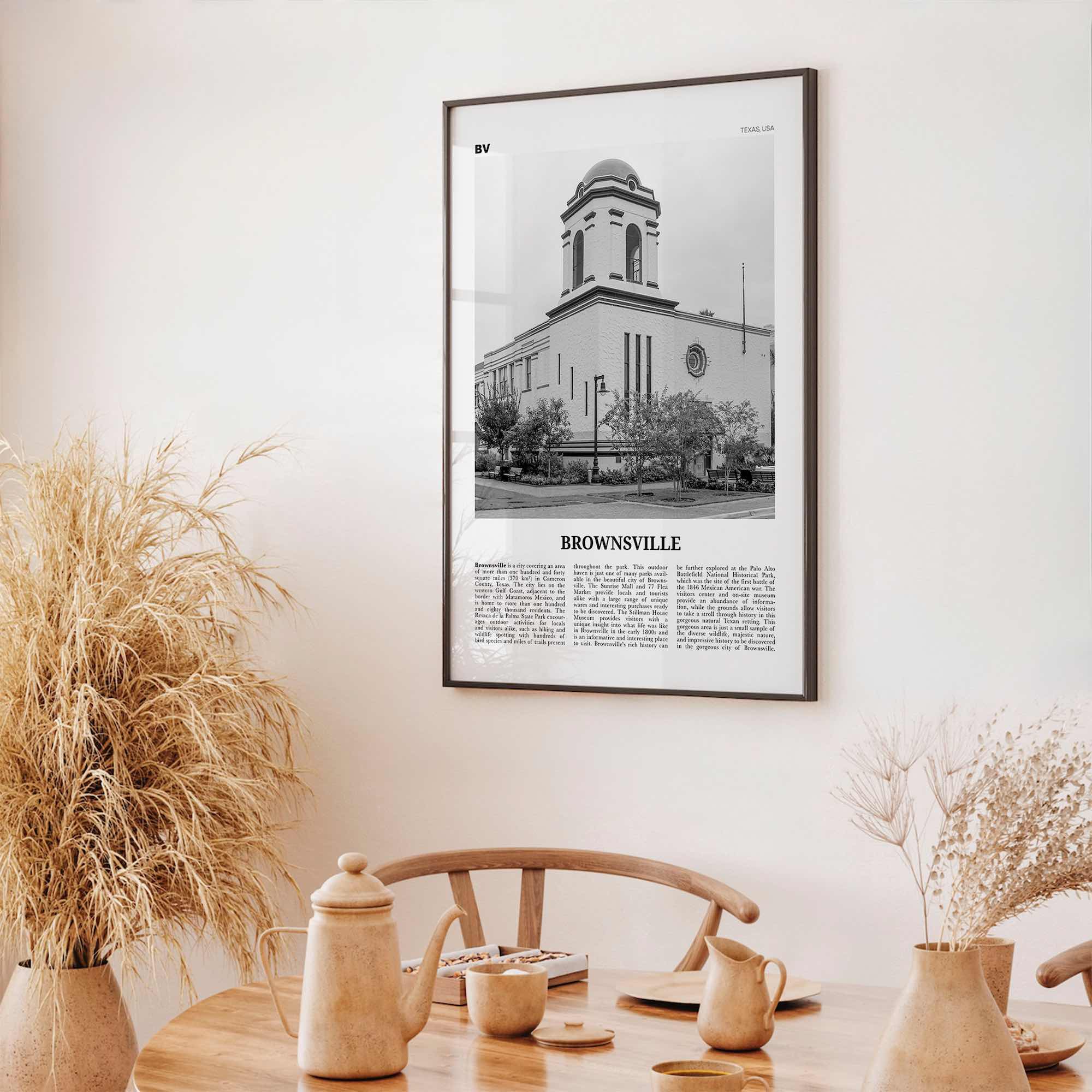 Brownsville Print Black and White, Brownsville Wall Art, Brownsville Poster, Brownsville Photo, Brownsville Map, Texas, USA, United States