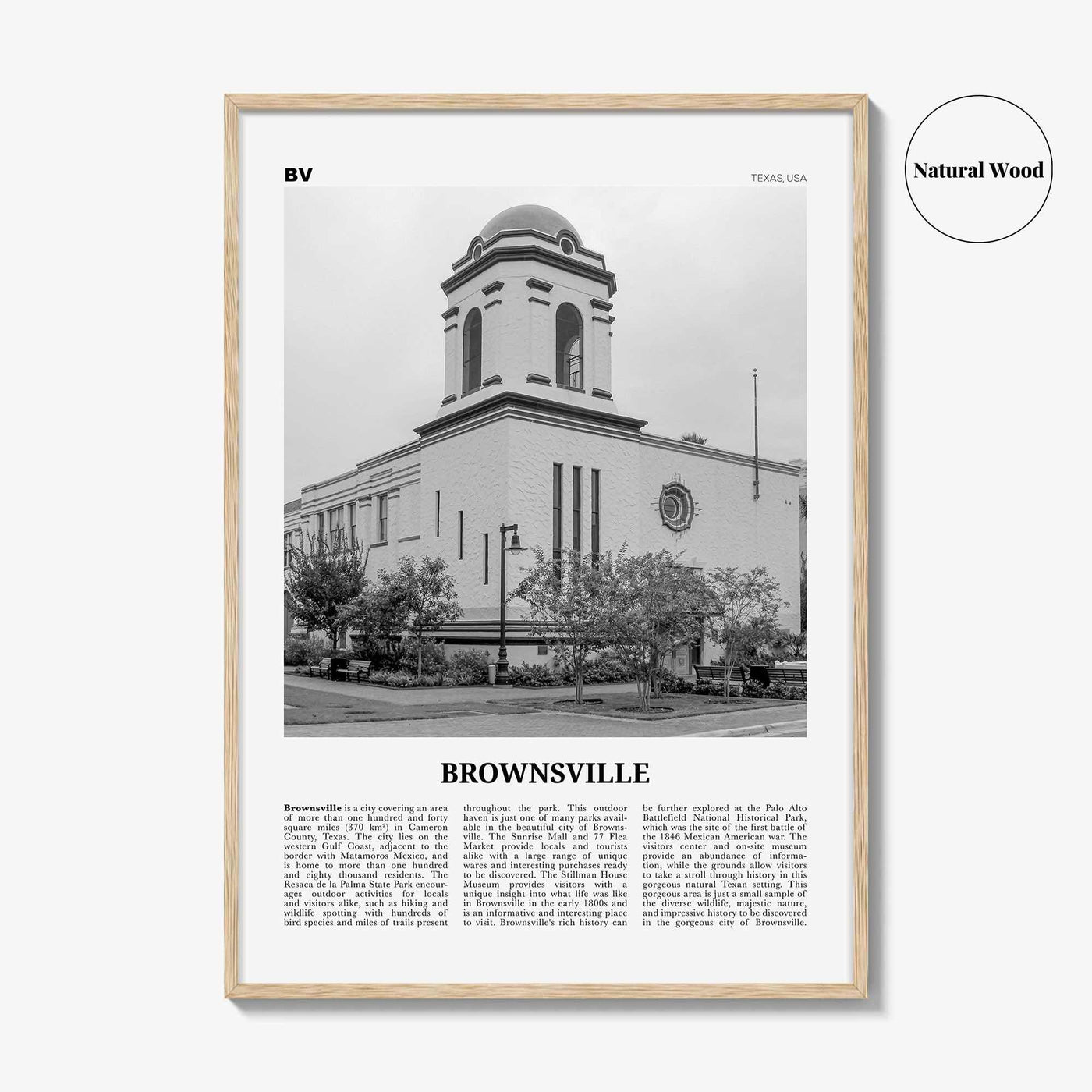 Brownsville Print Black and White, Brownsville Wall Art, Brownsville Poster, Brownsville Photo, Brownsville Map, Texas, USA, United States