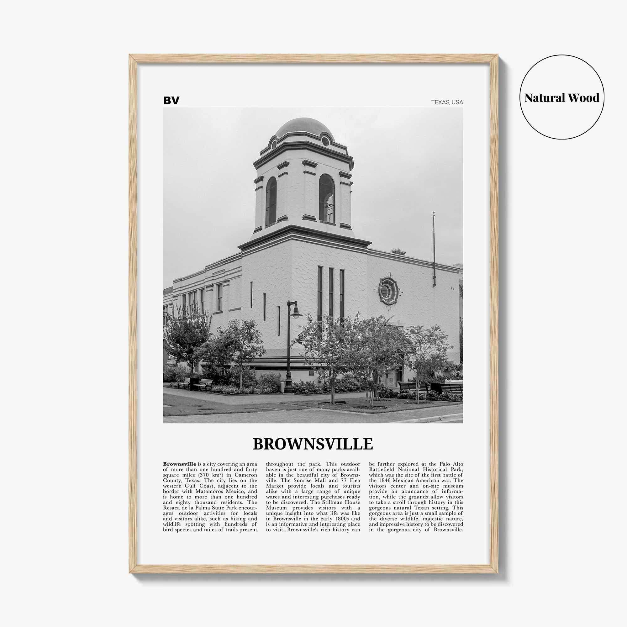 Brownsville Print Black and White, Brownsville Wall Art, Brownsville Poster, Brownsville Photo, Brownsville Map, Texas, USA, United States