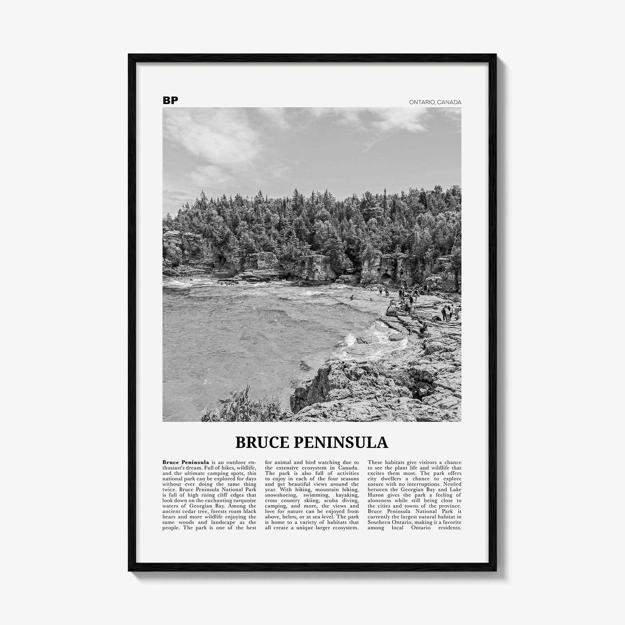 Bruce Peninsula Print Black and White, Bruce Peninsula Wall Art, Bruce Peninsula Poster, Bruce Peninsula Photo, Ontario, Canada