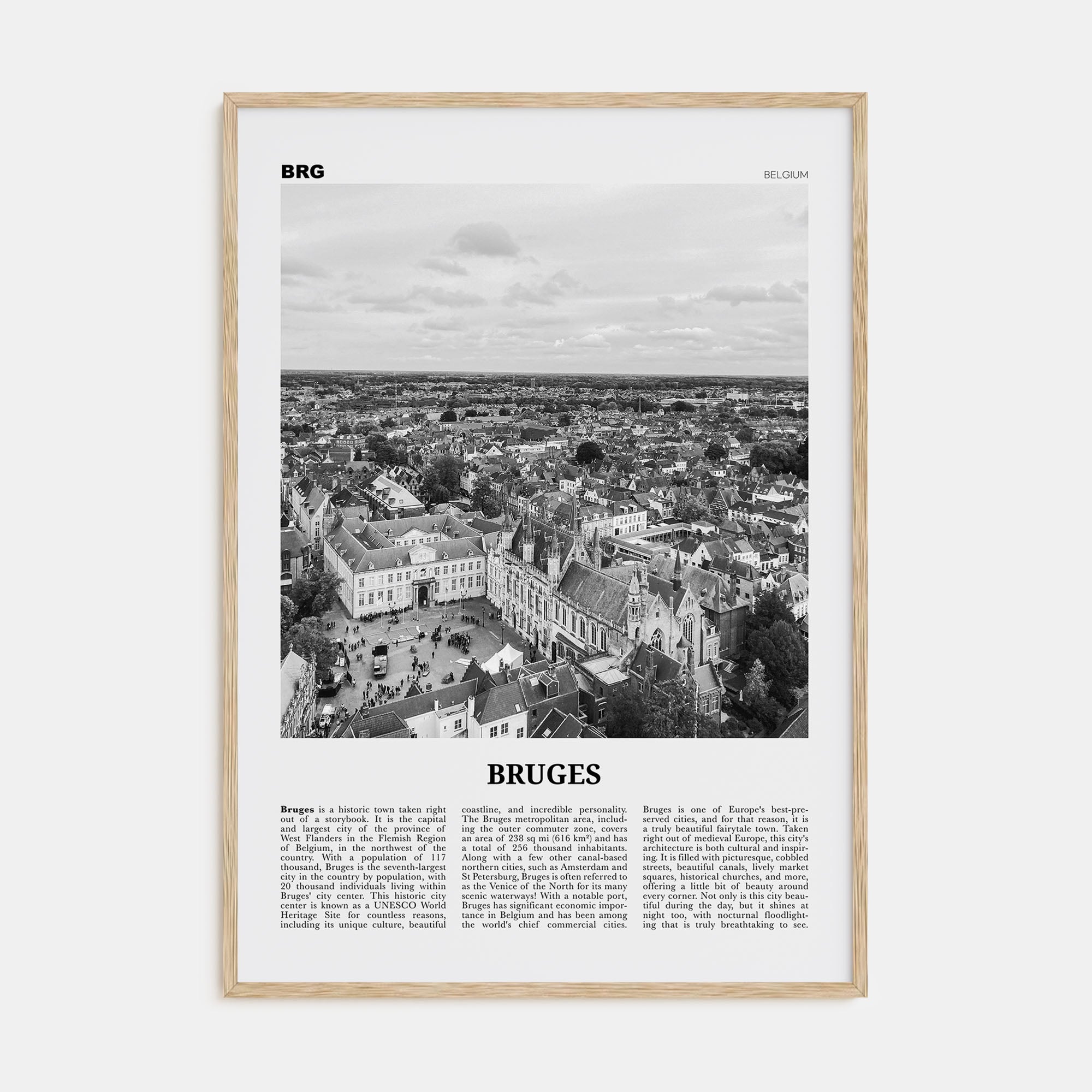 Bruges Travel B&W Poster