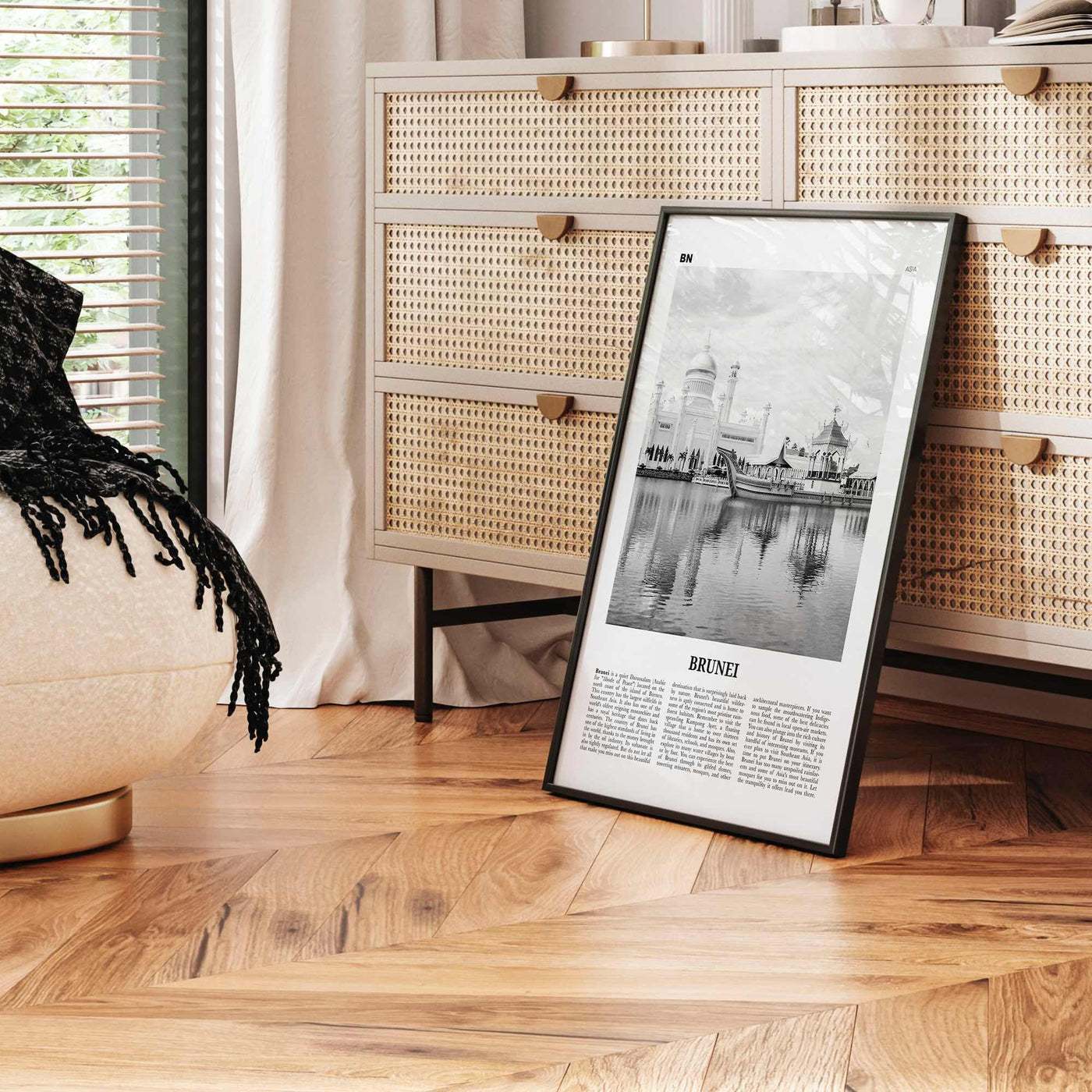 Brunei Print Black and White, Brunei Wall Art, Brunei Poster, Brunei Photo, Brunei Wall Decor, Country Art Print, Asia