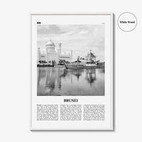 Brunei Print Black and White, Brunei Wall Art, Brunei Poster, Brunei Photo, Brunei Wall Decor, Country Art Print, Asia