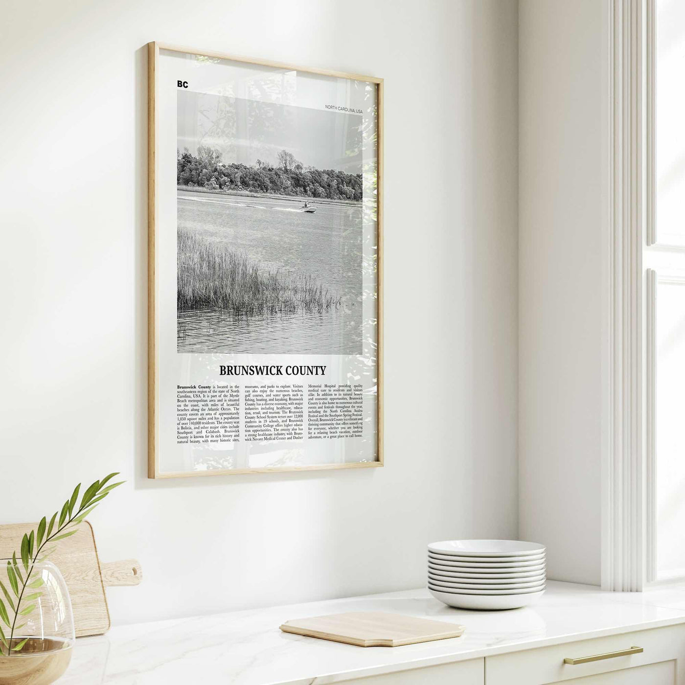 Brunswick County Print Black and White, Brunswick County Wall Art, Brunswick Poster, Brunswick Photo, Brunswick Wall Décor, Brunswick Map