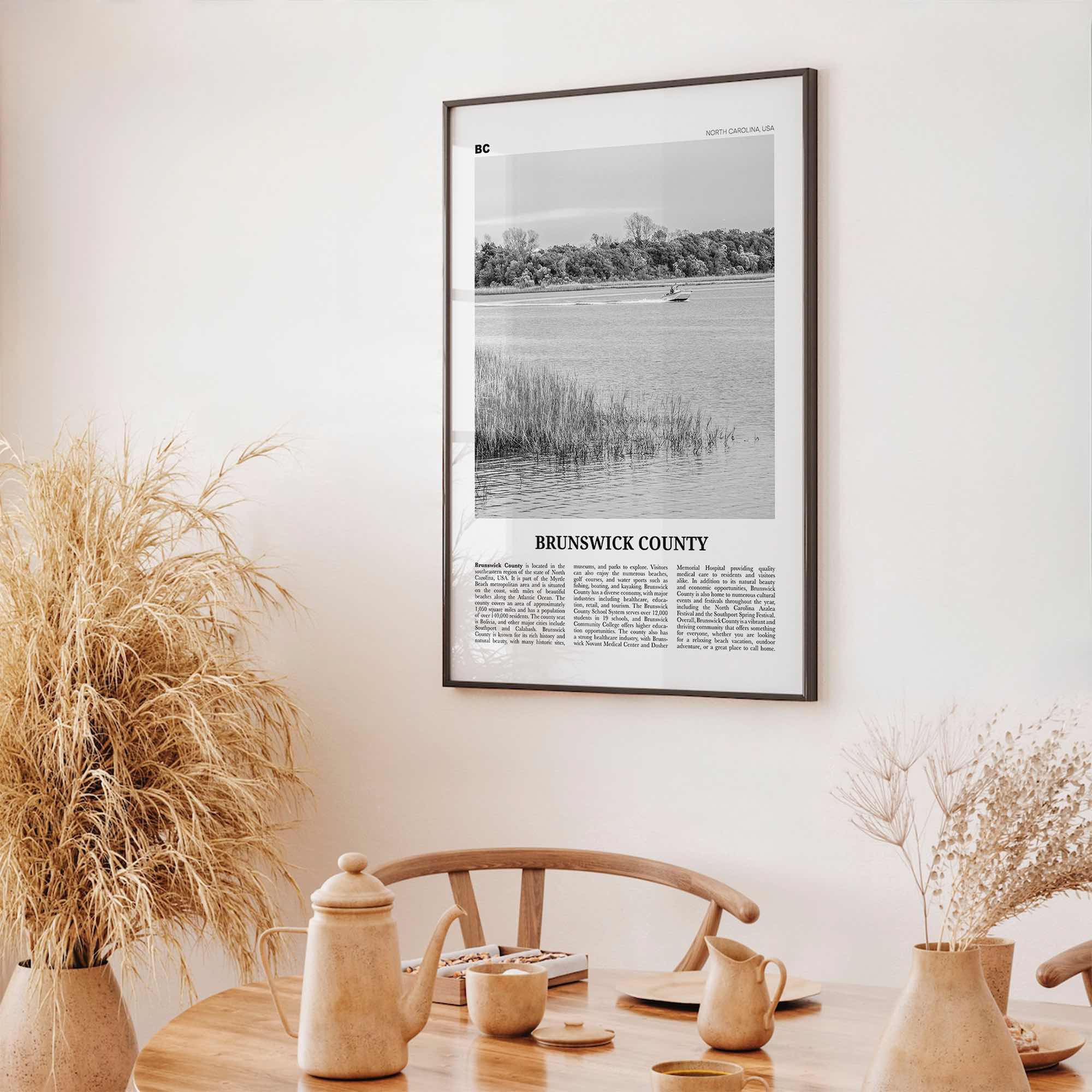 Brunswick County Print Black and White, Brunswick County Wall Art, Brunswick Poster, Brunswick Photo, Brunswick Wall Décor, Brunswick Map