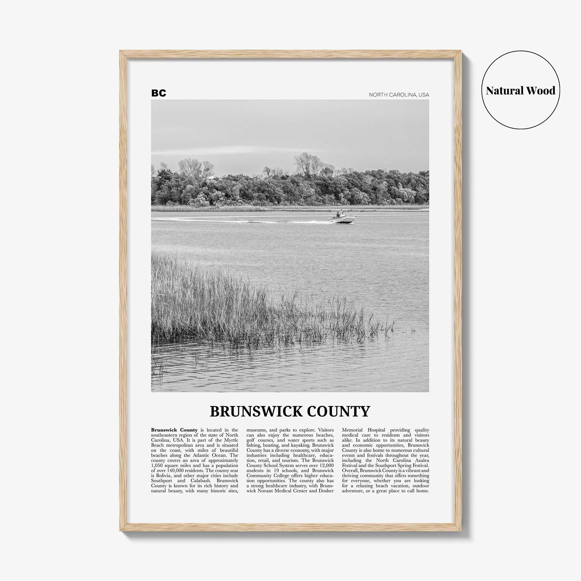Brunswick County Print Black and White, Brunswick County Wall Art, Brunswick Poster, Brunswick Photo, Brunswick Wall Décor, Brunswick Map