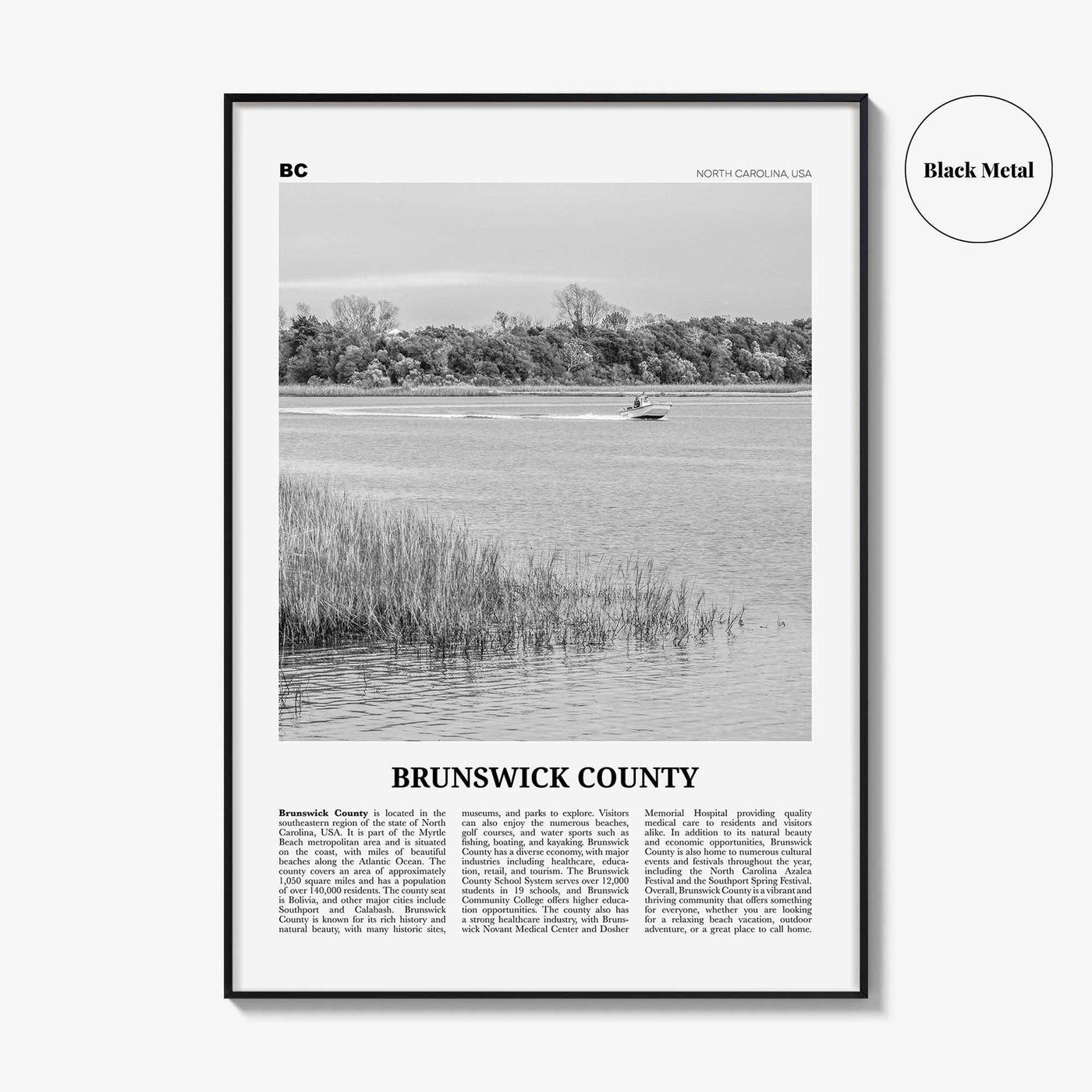 Brunswick County Print Black and White, Brunswick County Wall Art, Brunswick Poster, Brunswick Photo, Brunswick Wall Décor, Brunswick Map