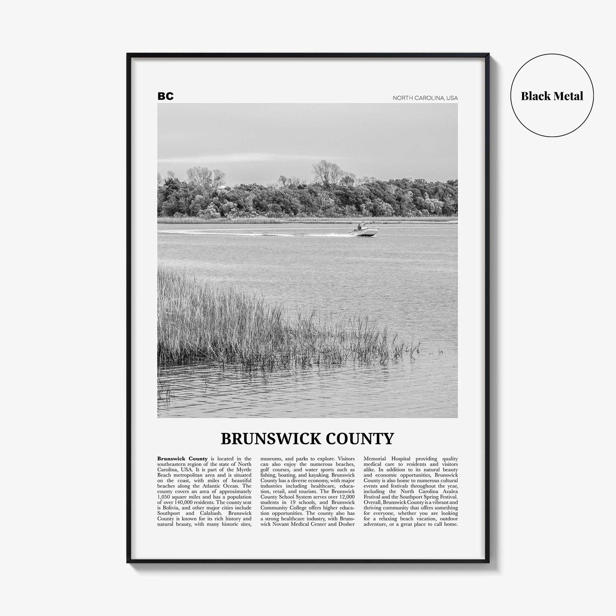 Brunswick County Print Black and White, Brunswick County Wall Art, Brunswick Poster, Brunswick Photo, Brunswick Wall Décor, Brunswick Map