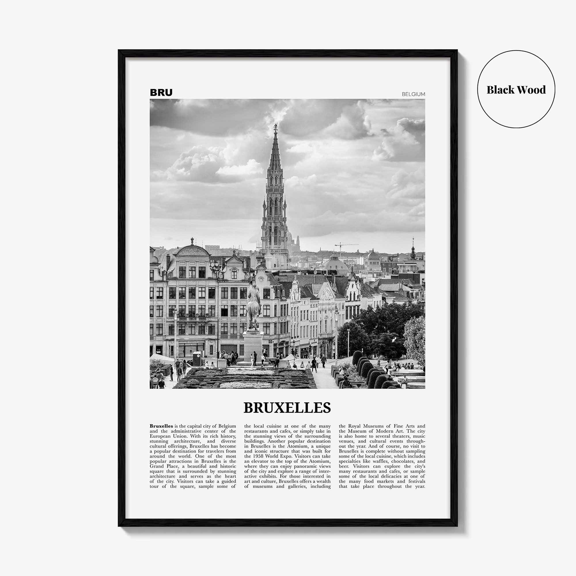 Bruxelles Print Black and White, Bruxelles Wall Art, Bruxelles Poster, Bruxelles Photo, Bruxelles Wall Décor, Bruxelles Map, Belgium