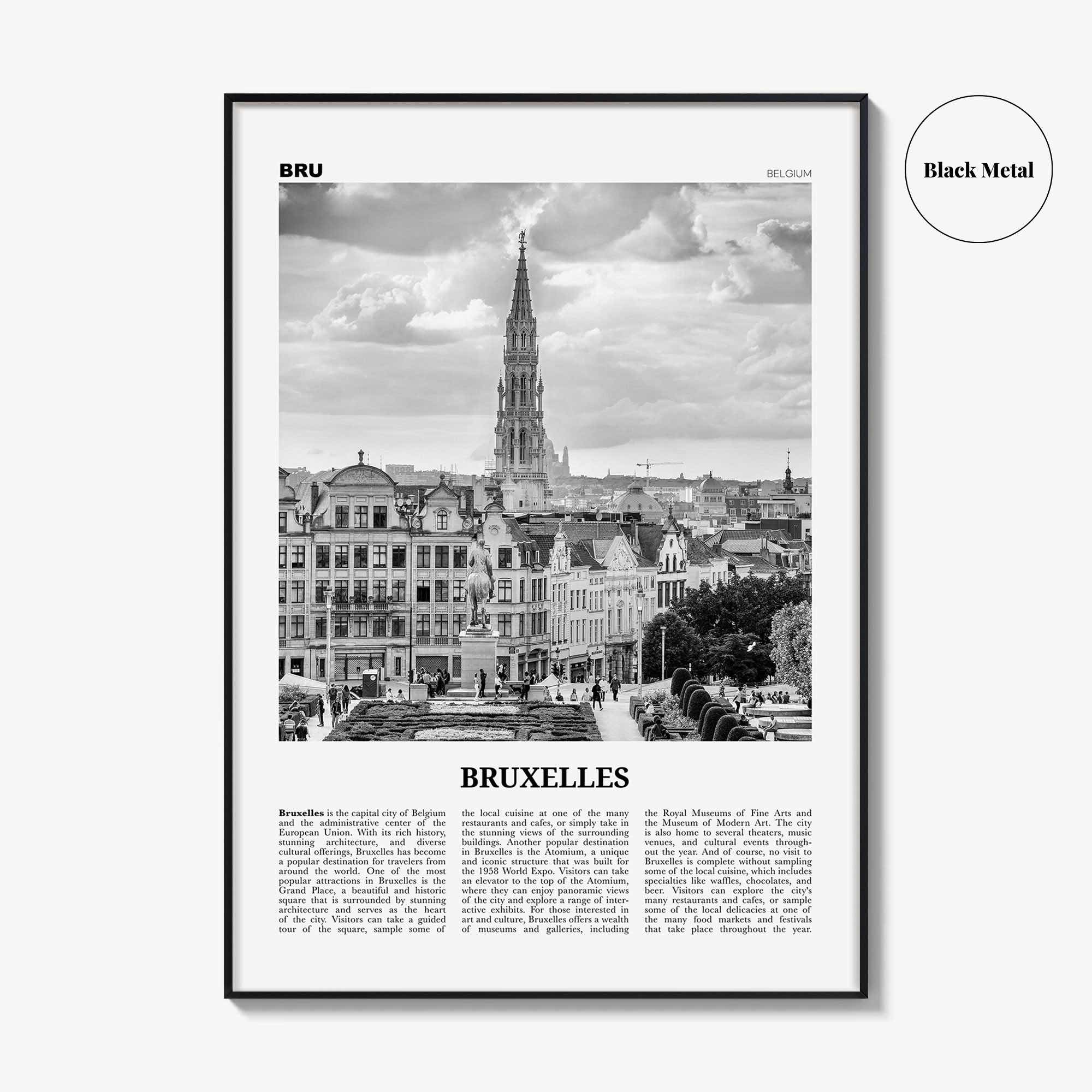 Bruxelles Print Black and White, Bruxelles Wall Art, Bruxelles Poster, Bruxelles Photo, Bruxelles Wall Décor, Bruxelles Map, Belgium