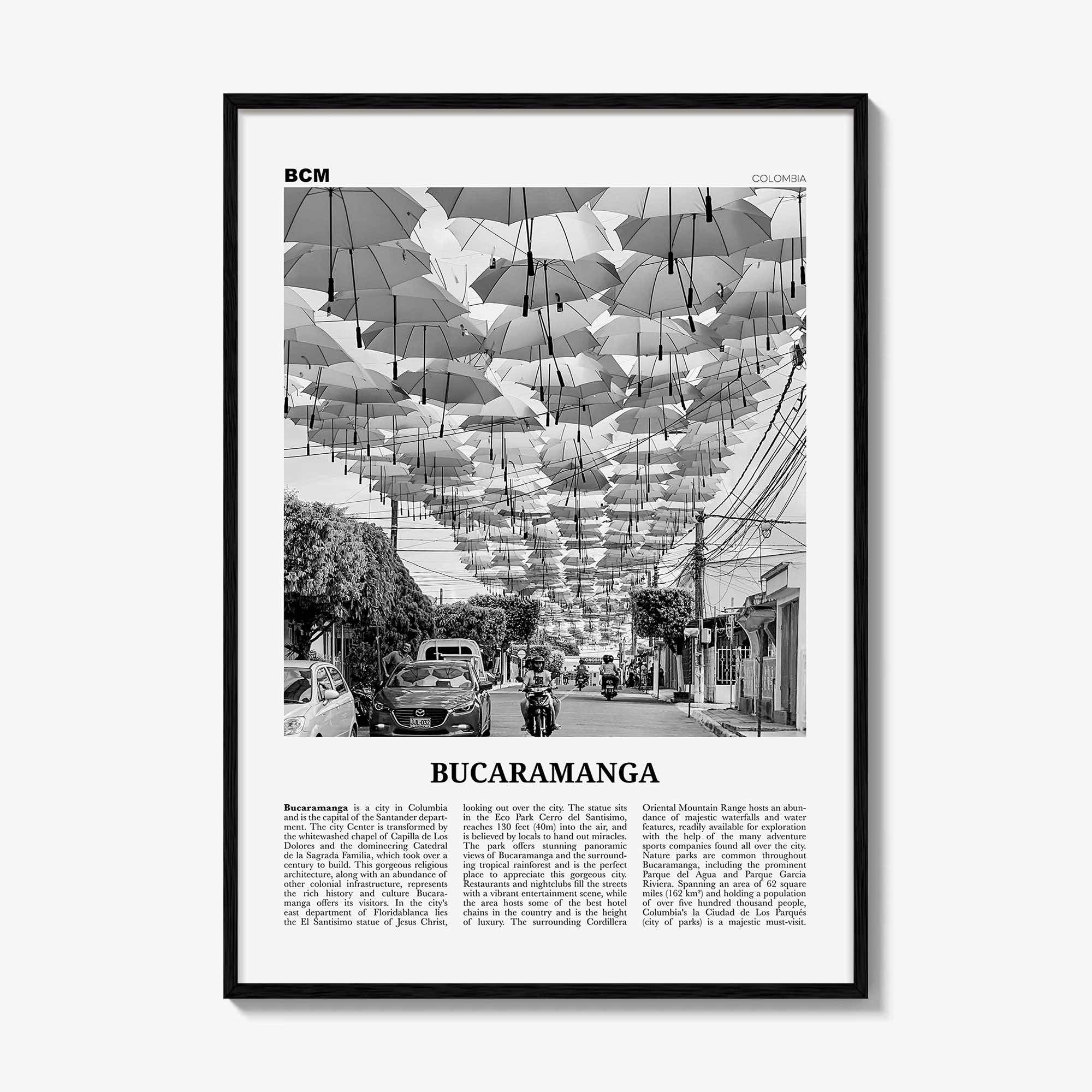 Bucaramanga Print Black and White, Bucaramanga Wall Art, Bucaramanga Poster, Bucaramanga Photo, Bucaramanga Map, Colombia