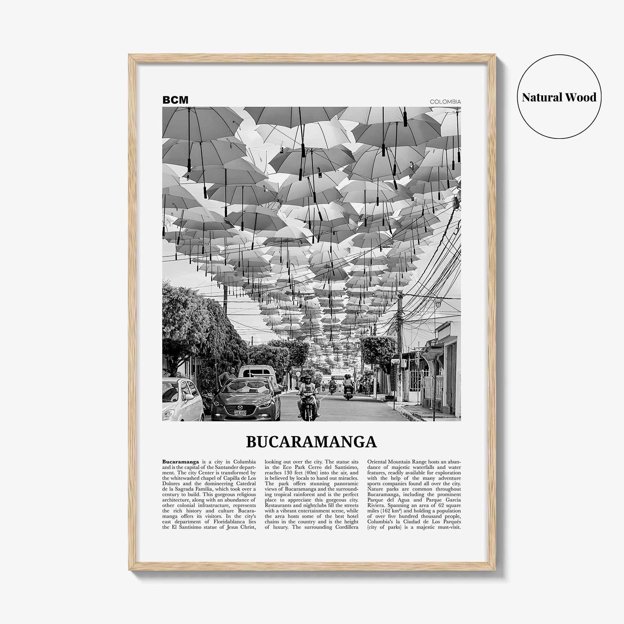 Bucaramanga Print Black and White, Bucaramanga Wall Art, Bucaramanga Poster, Bucaramanga Photo, Bucaramanga Map, Colombia