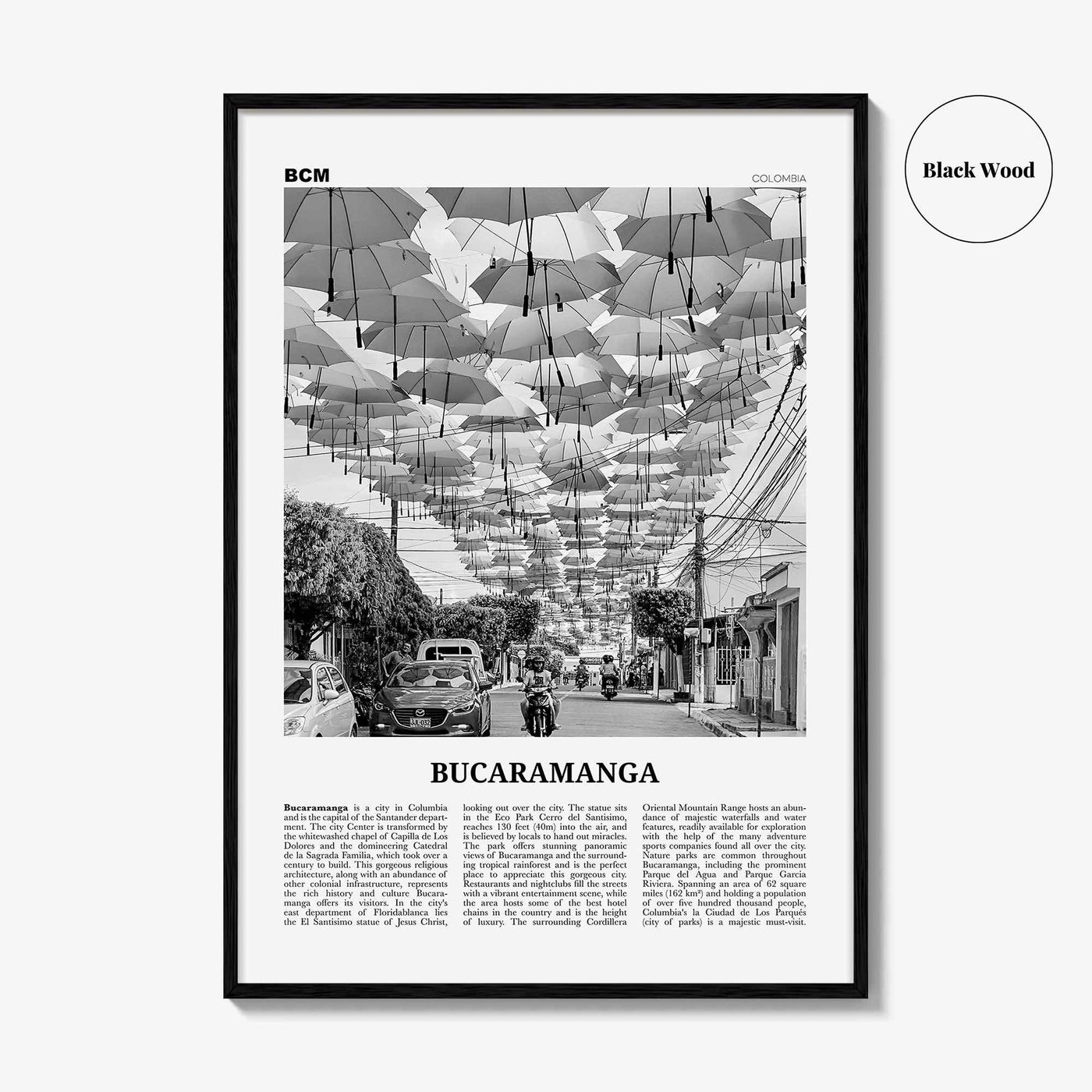 Bucaramanga Print Black and White, Bucaramanga Wall Art, Bucaramanga Poster, Bucaramanga Photo, Bucaramanga Map, Colombia