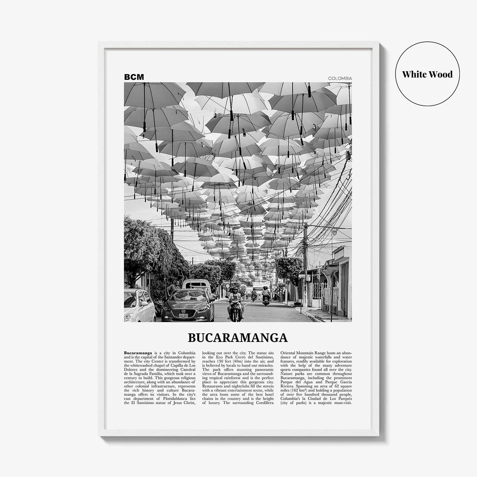Bucaramanga Print Black and White, Bucaramanga Wall Art, Bucaramanga Poster, Bucaramanga Photo, Bucaramanga Map, Colombia