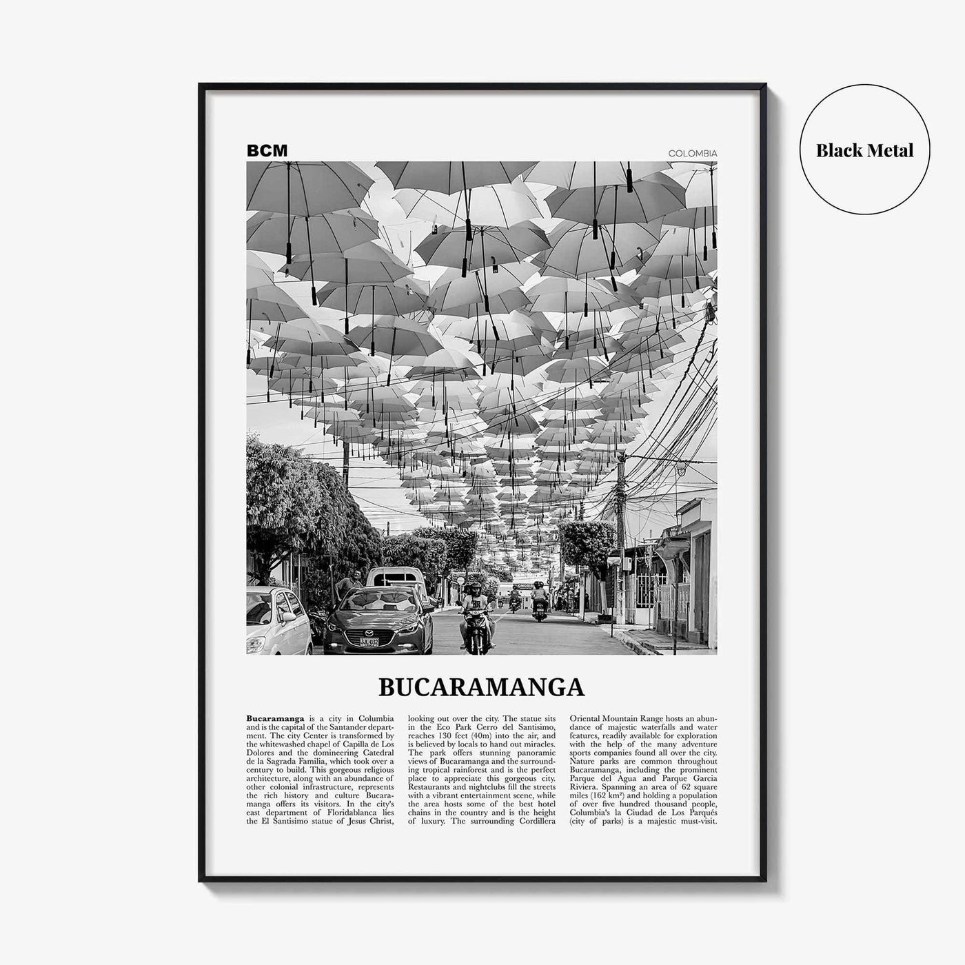 Bucaramanga Print Black and White, Bucaramanga Wall Art, Bucaramanga Poster, Bucaramanga Photo, Bucaramanga Map, Colombia