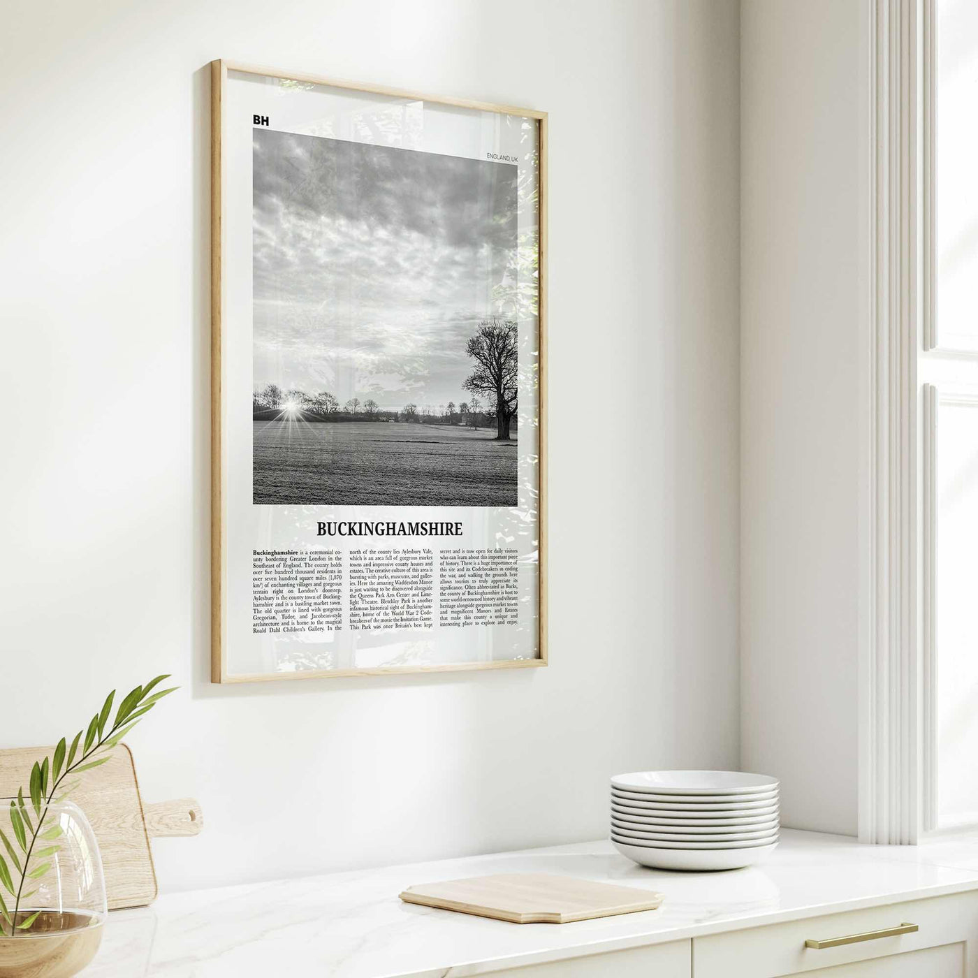 Buckinghamshire Print Black and White, Buckinghamshire Wall Art, Buckinghamshire Poster, Buckinghamshire Photo, Buckinghamshire Map, England