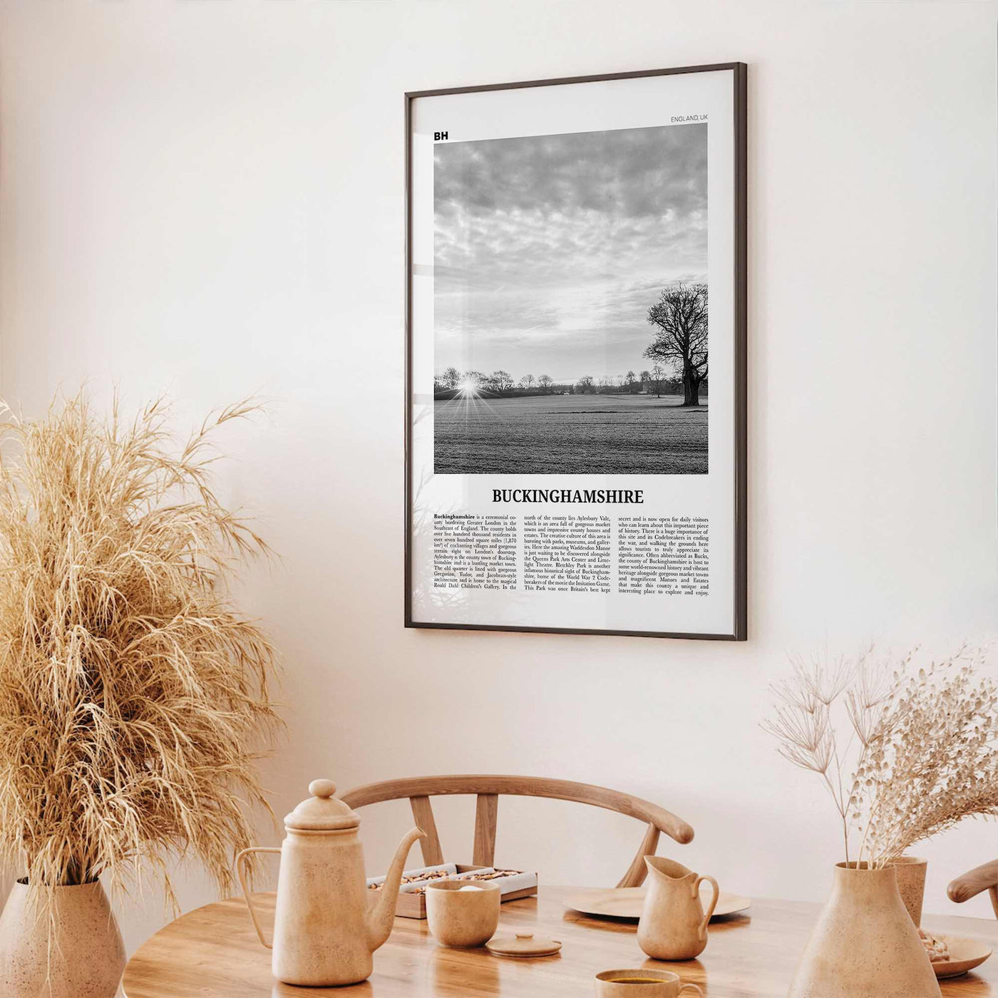 Buckinghamshire Print Black and White, Buckinghamshire Wall Art, Buckinghamshire Poster, Buckinghamshire Photo, Buckinghamshire Map, England