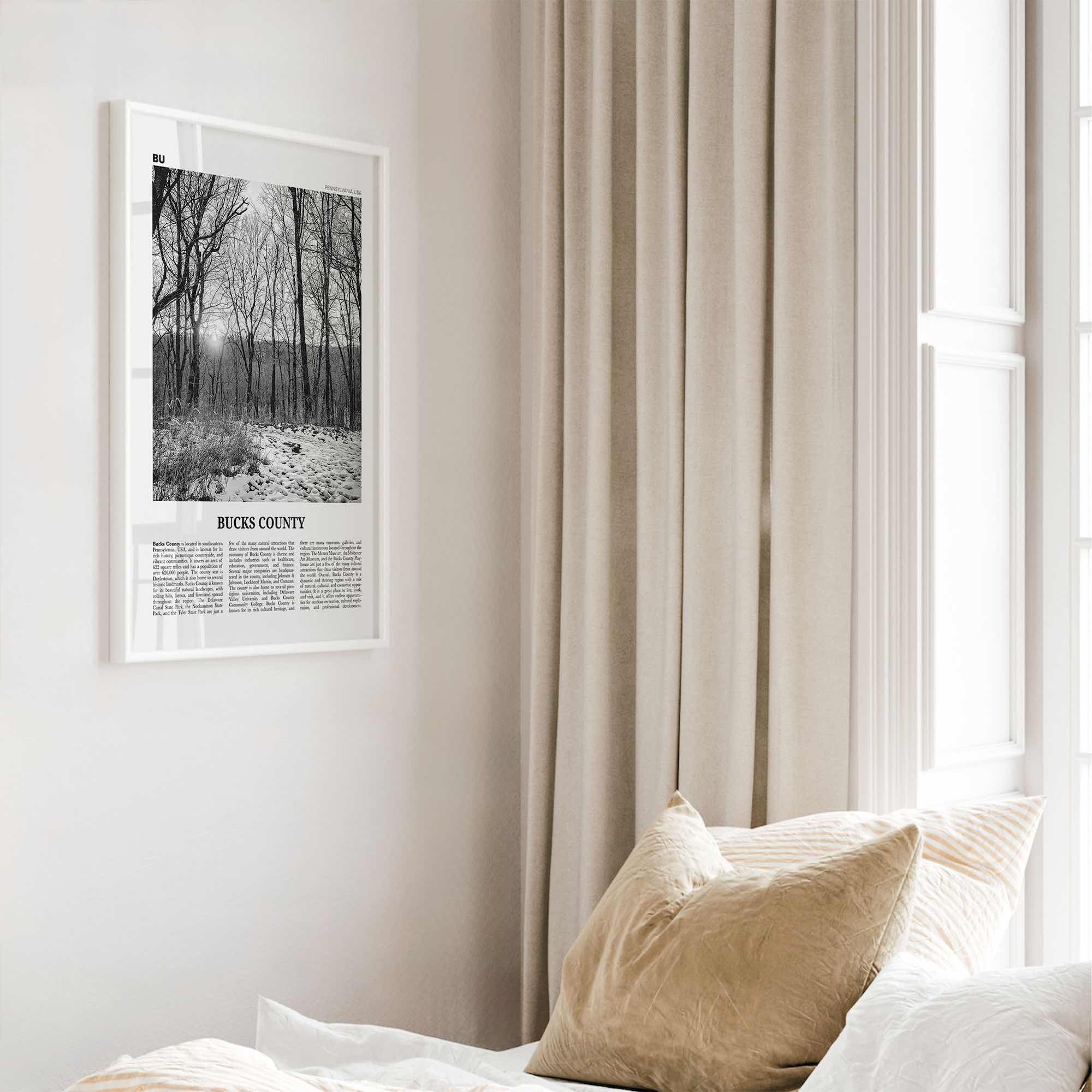 Bucks County Print Black and White, Bucks County Wall Art, Bucks County Poster, Bucks County Photo, Bucks County Wall Décor, Bucks Map